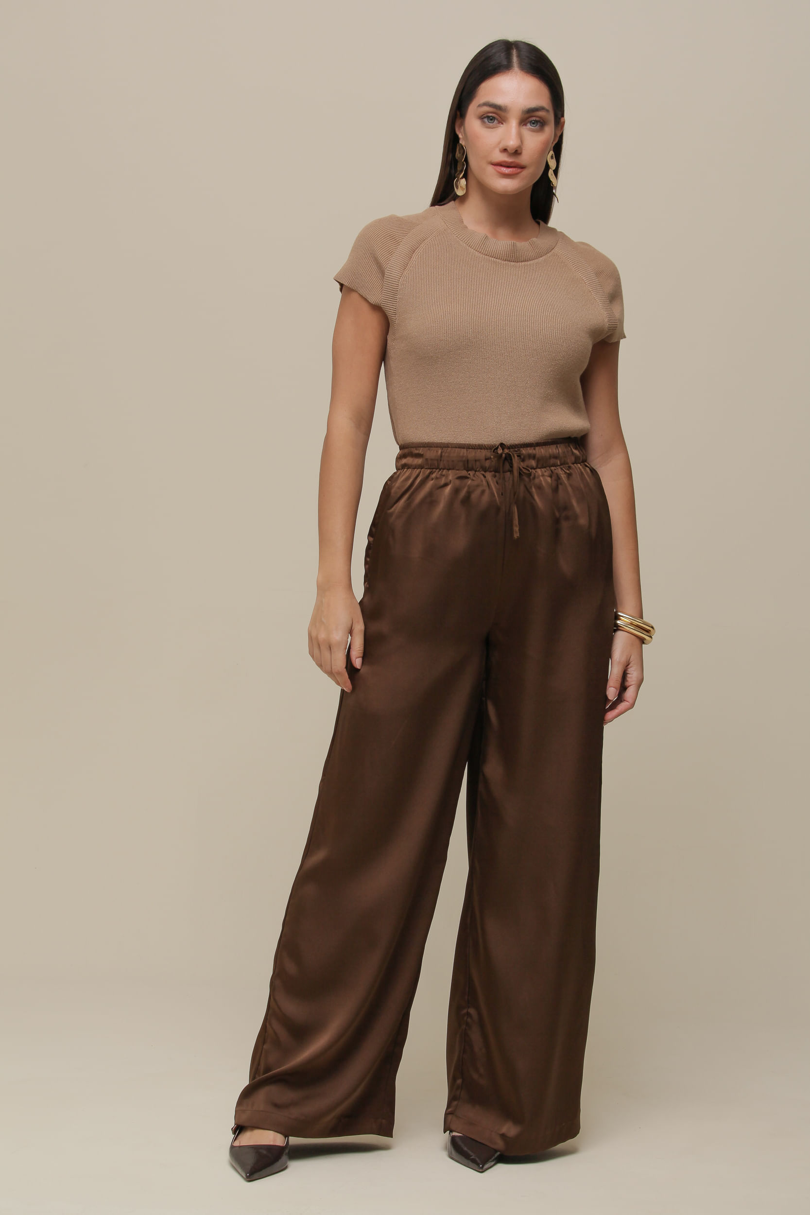 9036538 - Blusa Tricô Manga Curta CAMEL 9036538 - Blusa Tricô Manga Curta CAMEL