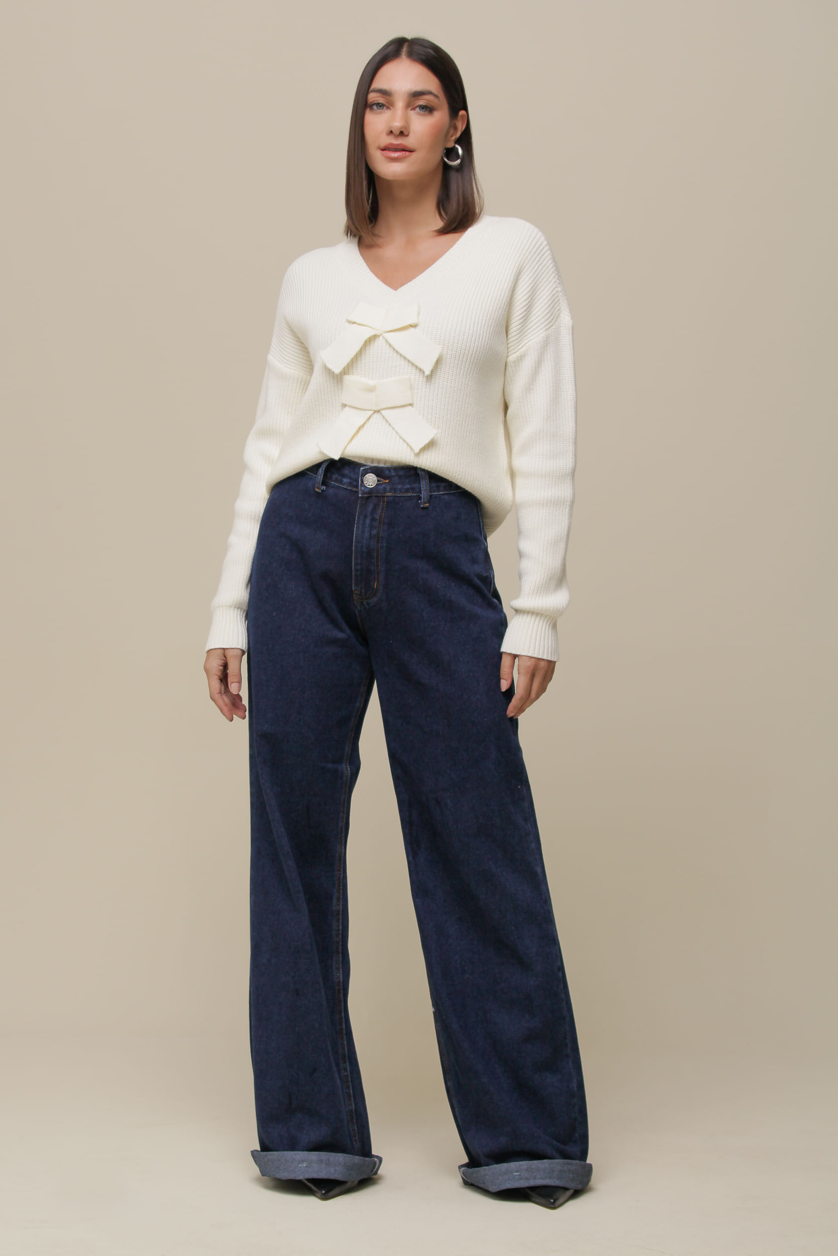 9036558 - Calça Wide Leg Jeans   MARINHO 