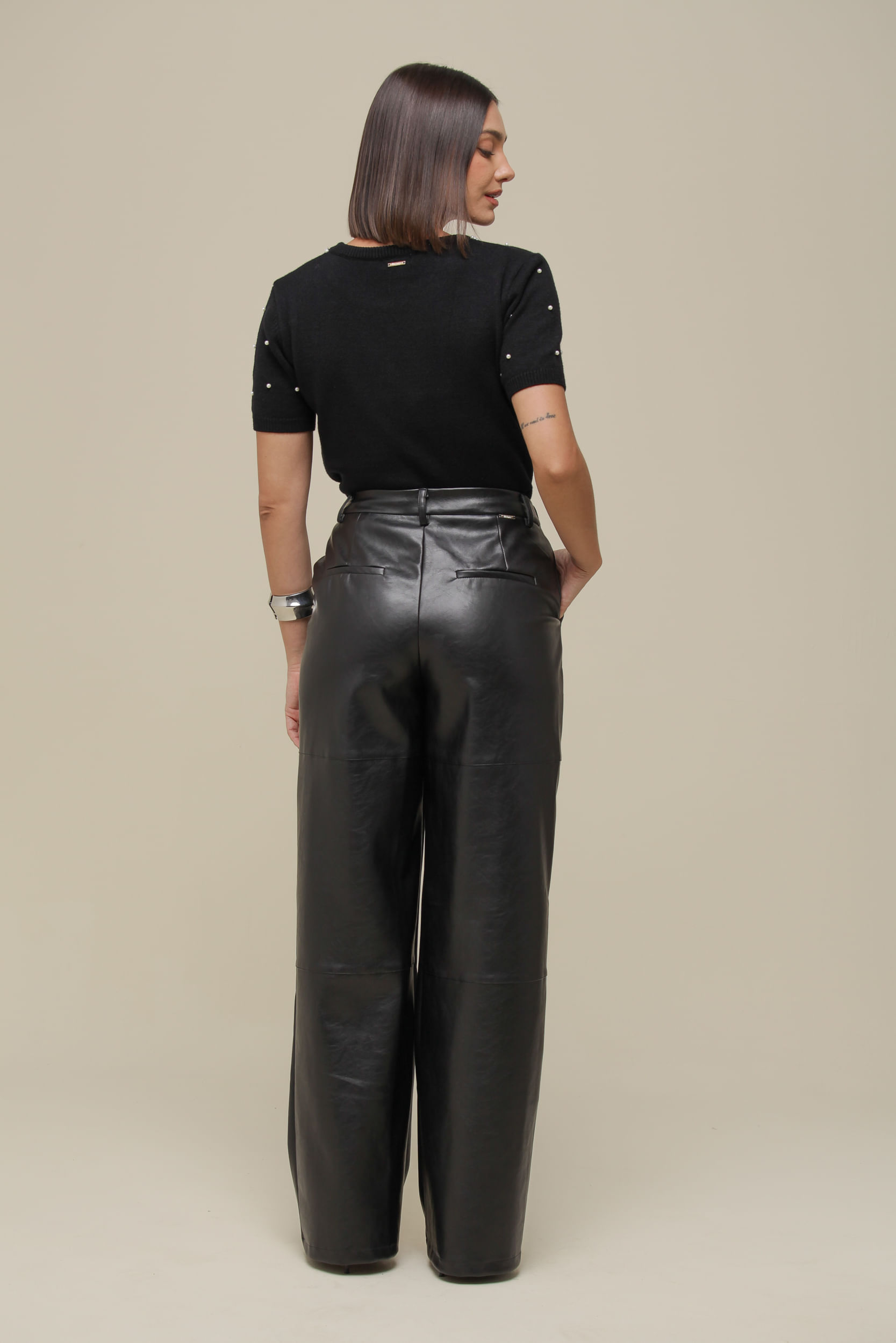 9036611 - Calça PU Recortes PRETO 9036611 - Calça PU Recortes PRETO
