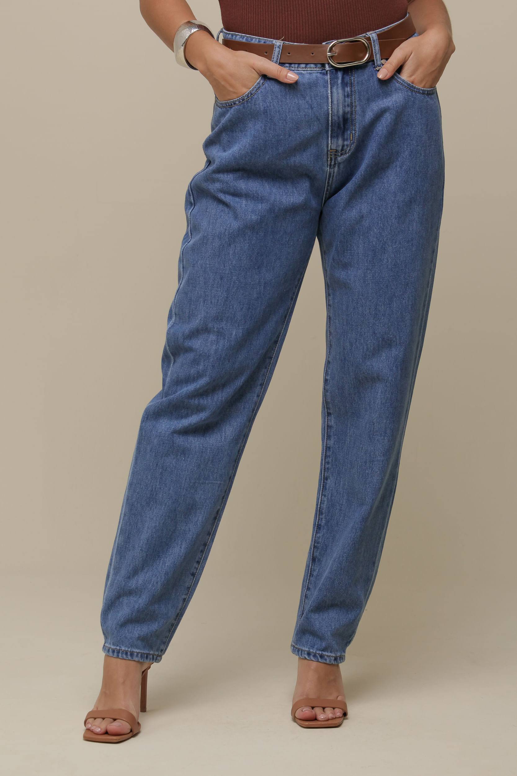 9036617 - Calça Jeans Reta Com Cinto JEANS 9036617 - Calça Jeans Reta Com Cinto JEANS