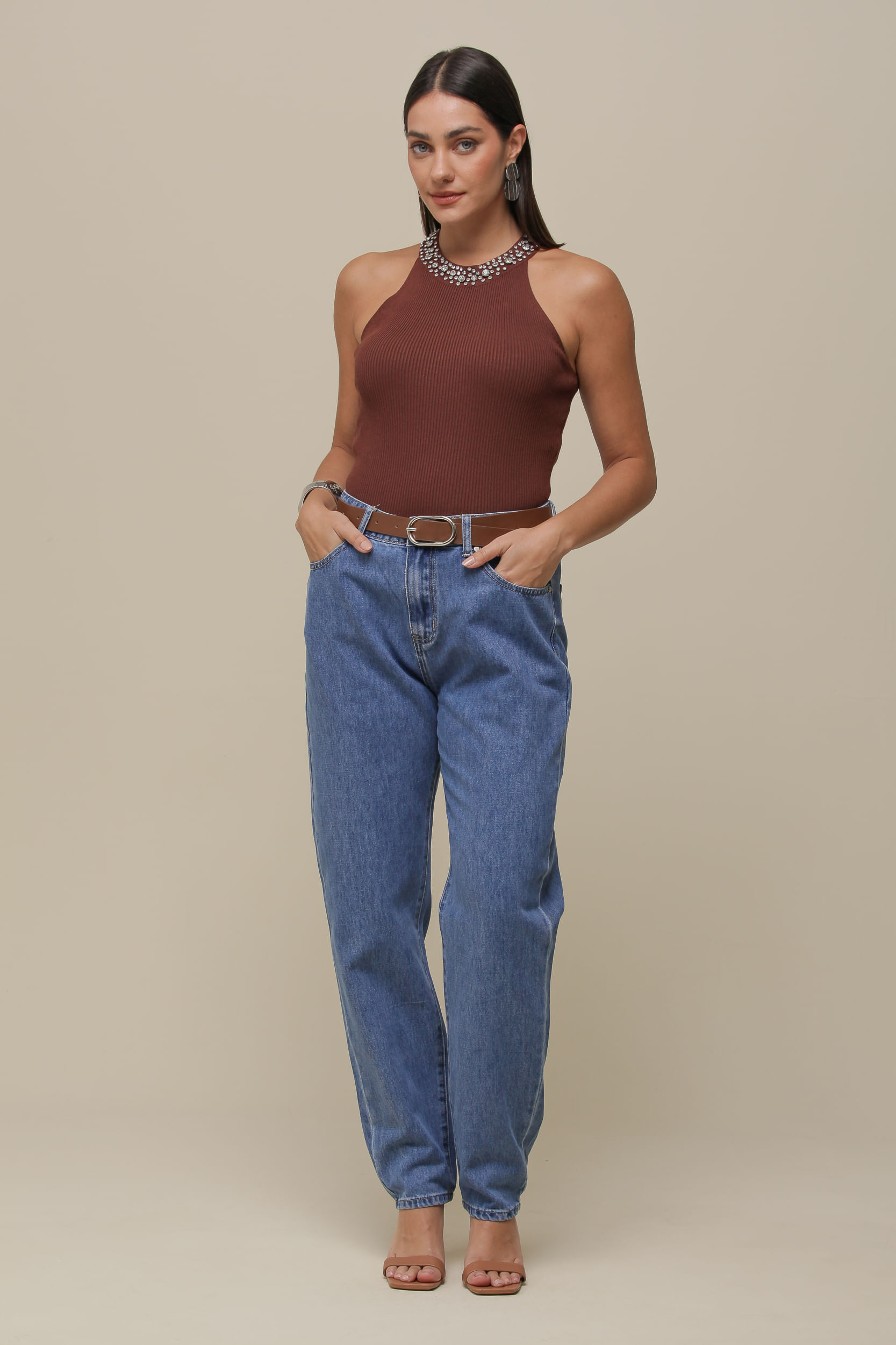 9036617 - Calça Jeans Reta Com Cinto JEANS 9036617 - Calça Jeans Reta Com Cinto JEANS