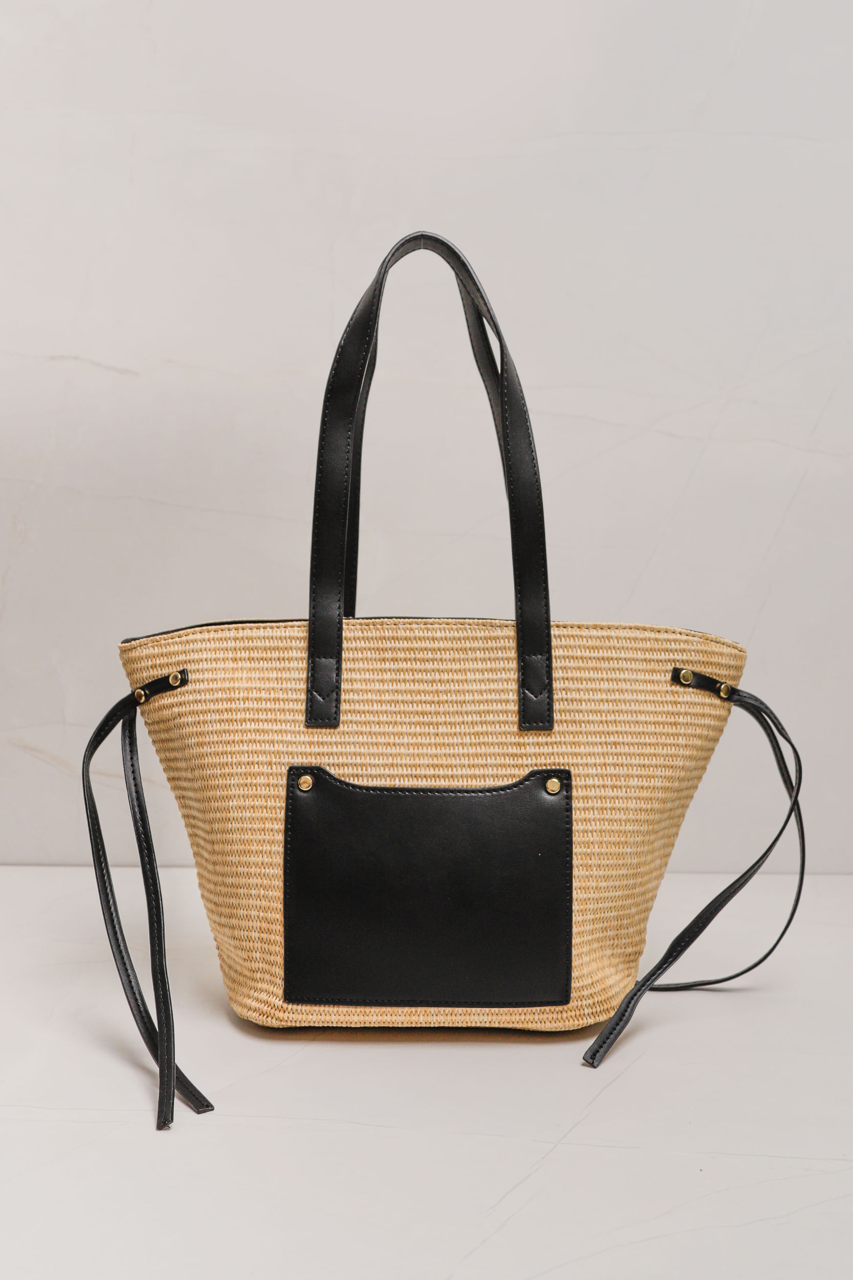 9036240 - Bolsa Palha Tore Trama Bicolor PRETO - Imagem 1