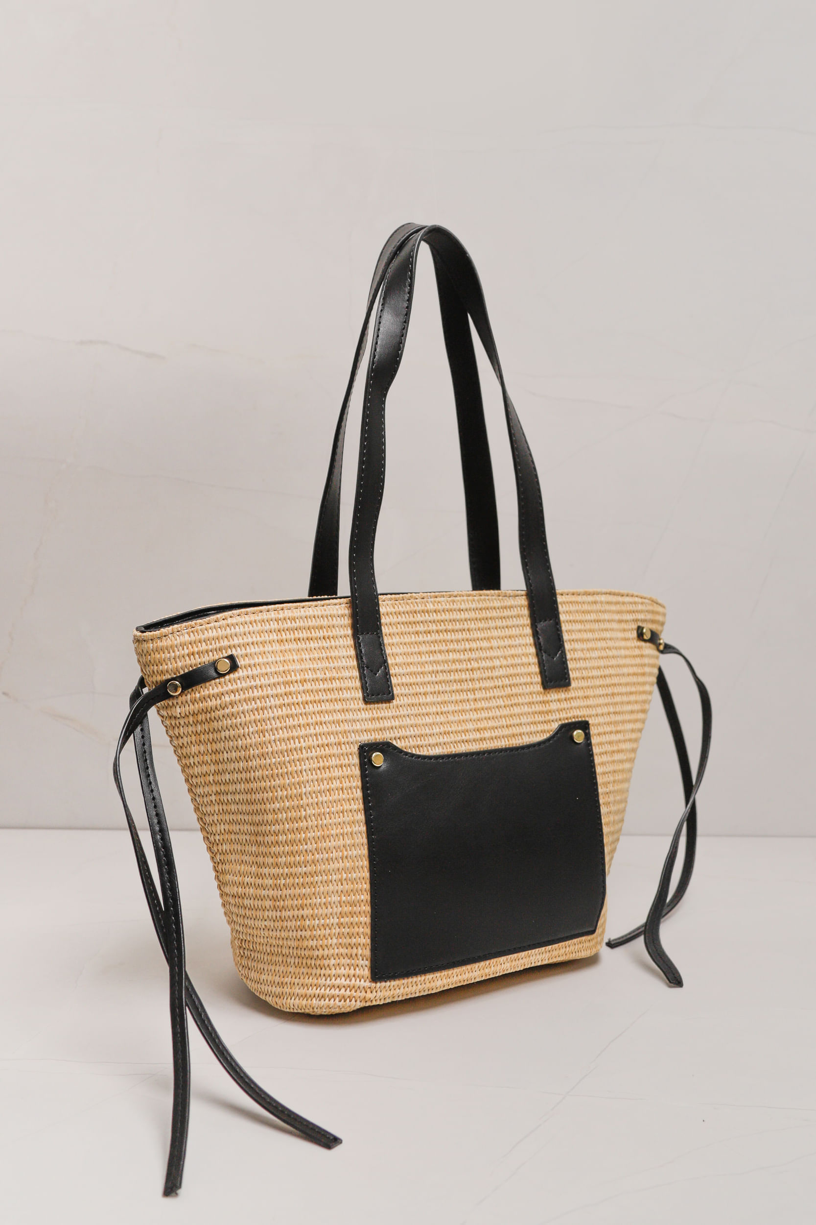 9036240 - Bolsa Palha Tore Trama Bicolor PRETO - Imagem 2