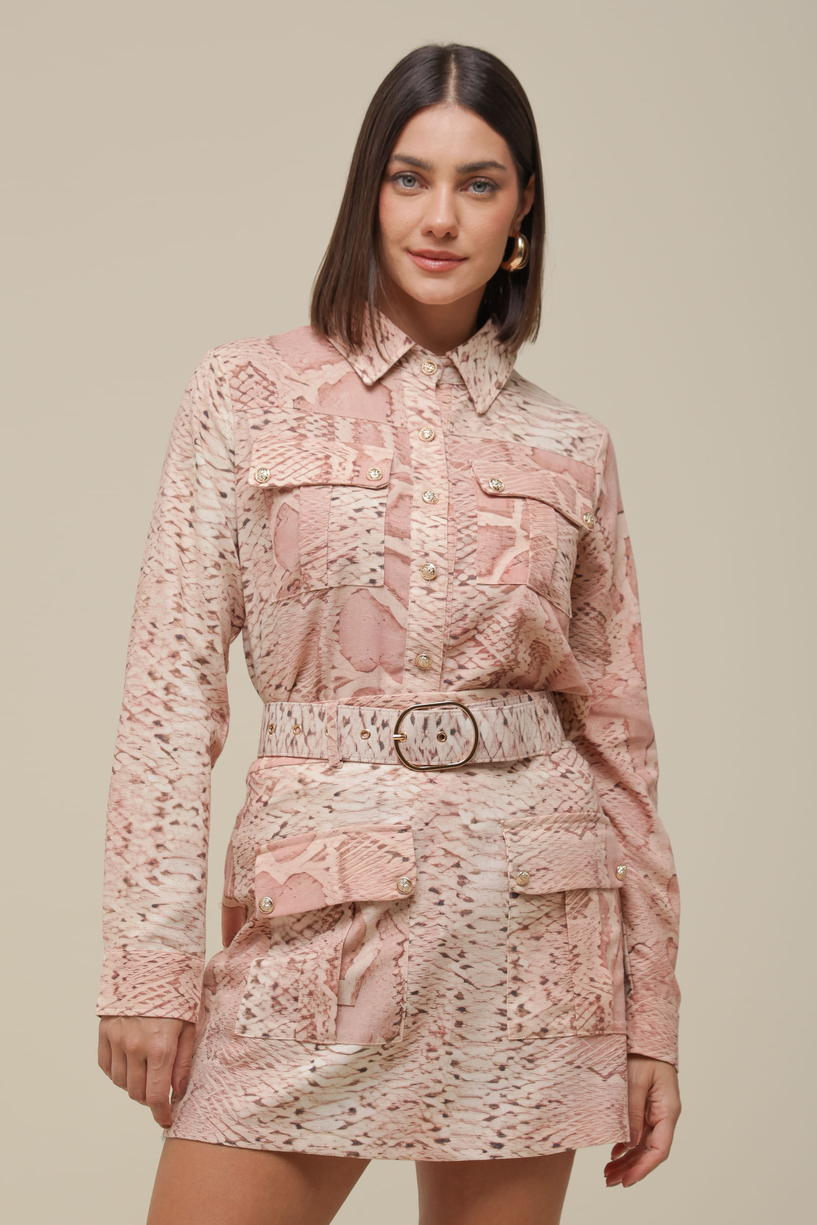 9036249 - Camisa Linho Animal Print ROSÊ