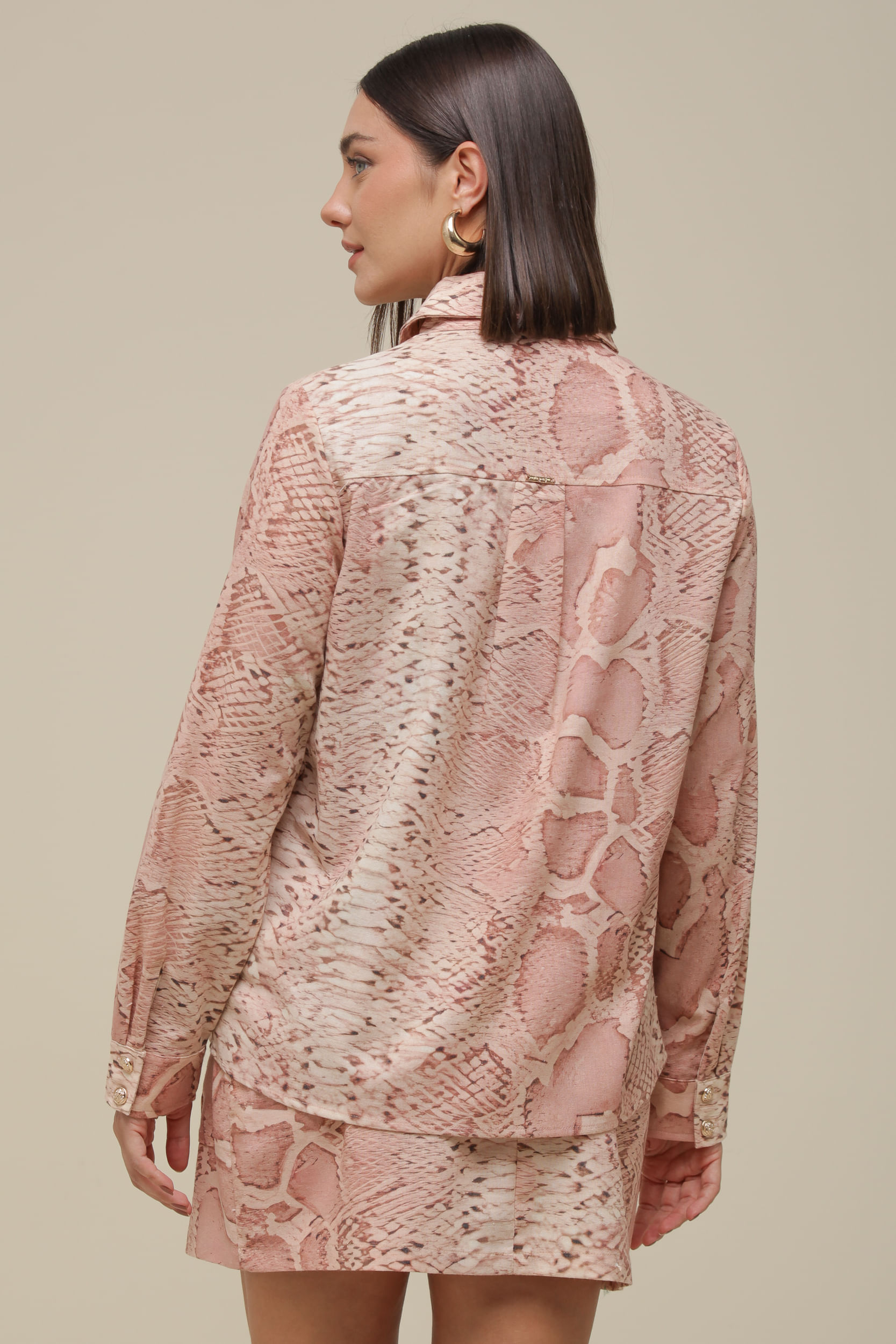 9036249 - Camisa Linho Animal Print ROSÊ 9036249 - Camisa Linho Animal Print ROSÊ