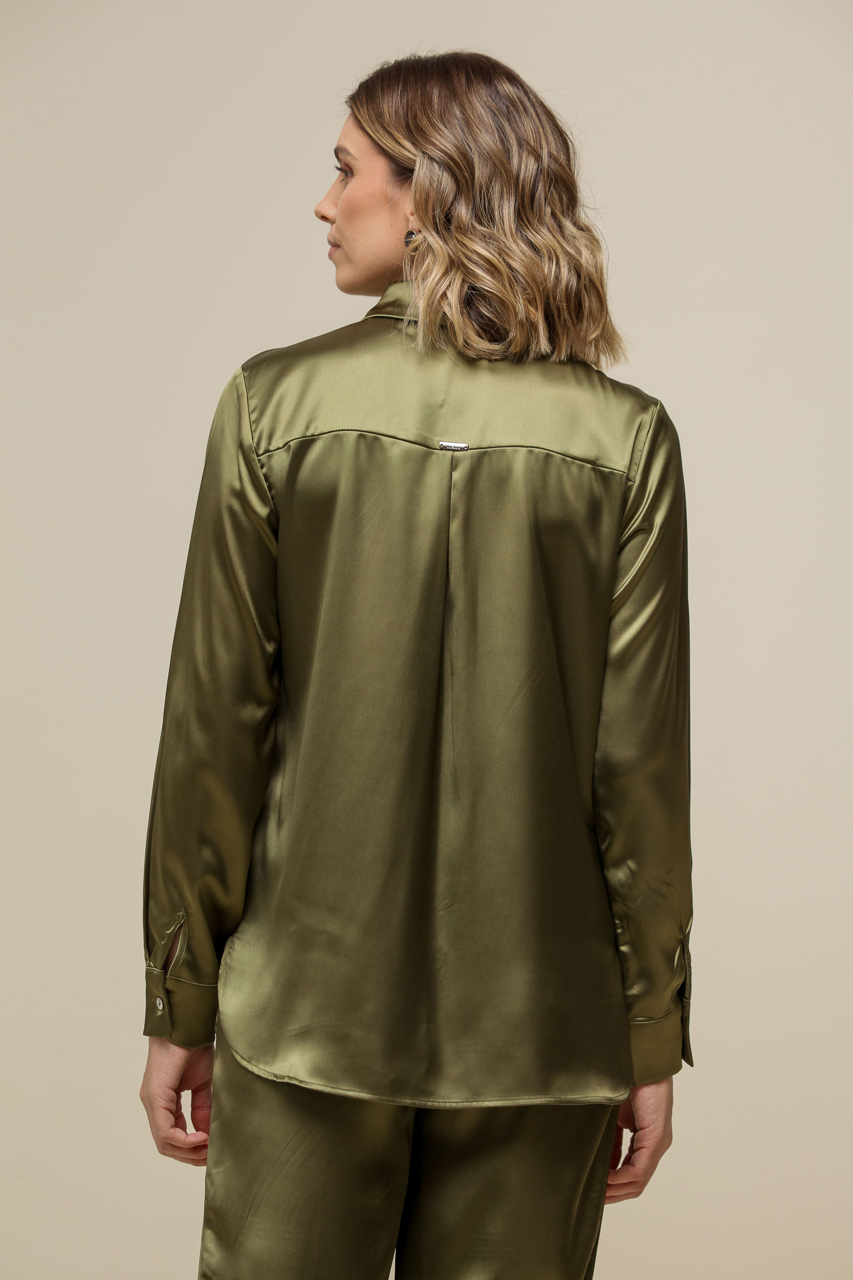 9036286 - Camisa Social de Cetim VERDE MILITAR 9036286 - Camisa Social de Cetim VERDE MILITAR