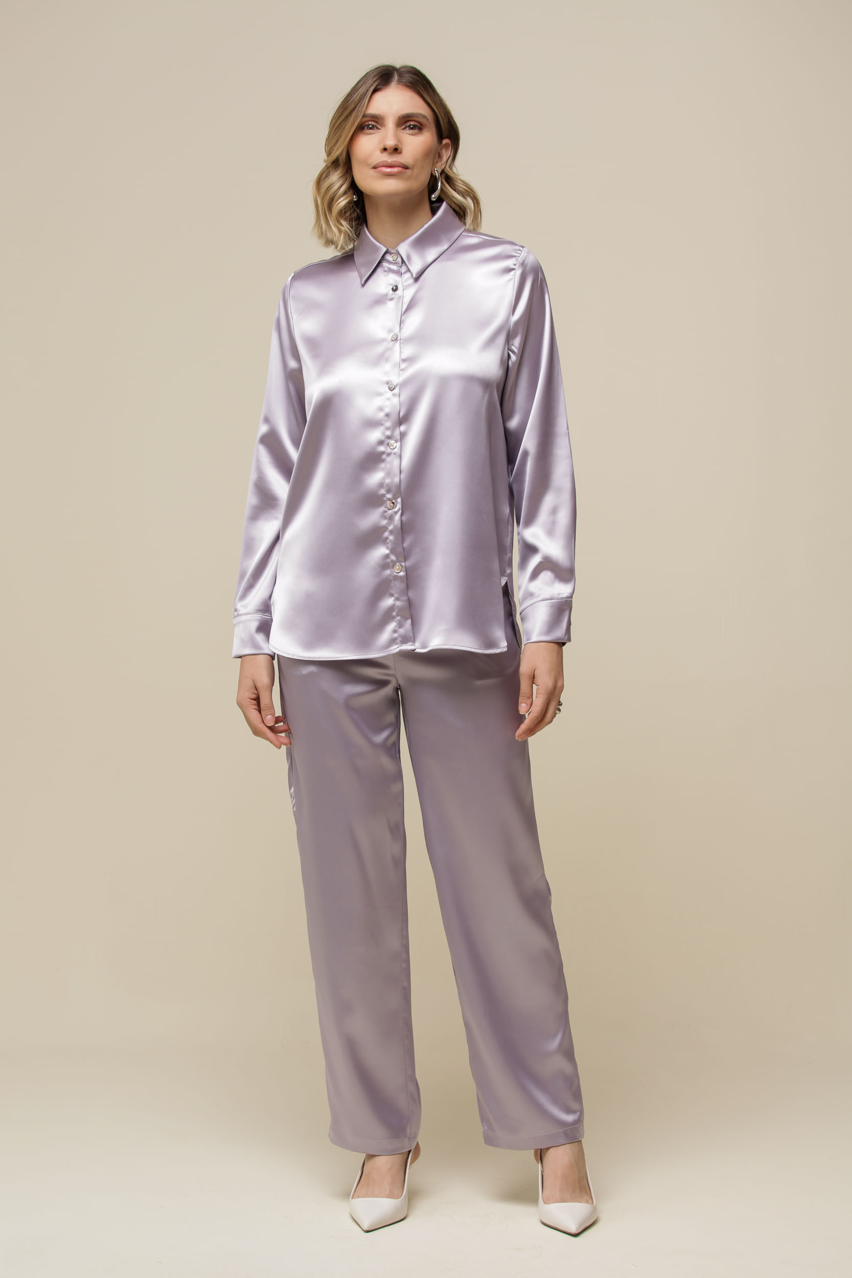 9036287 - Calça Reta de Cetim LILAS