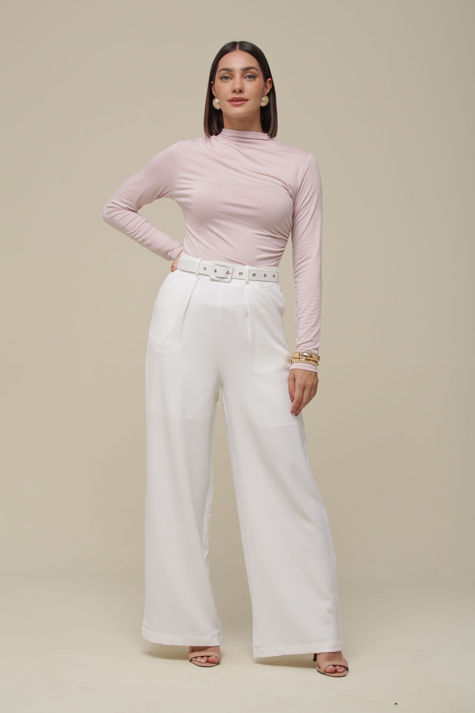 9036320 - Blusa Manga Longa Malha Franzida ROSÊ 9036320 - Blusa Manga Longa Malha Franzida ROSÊ