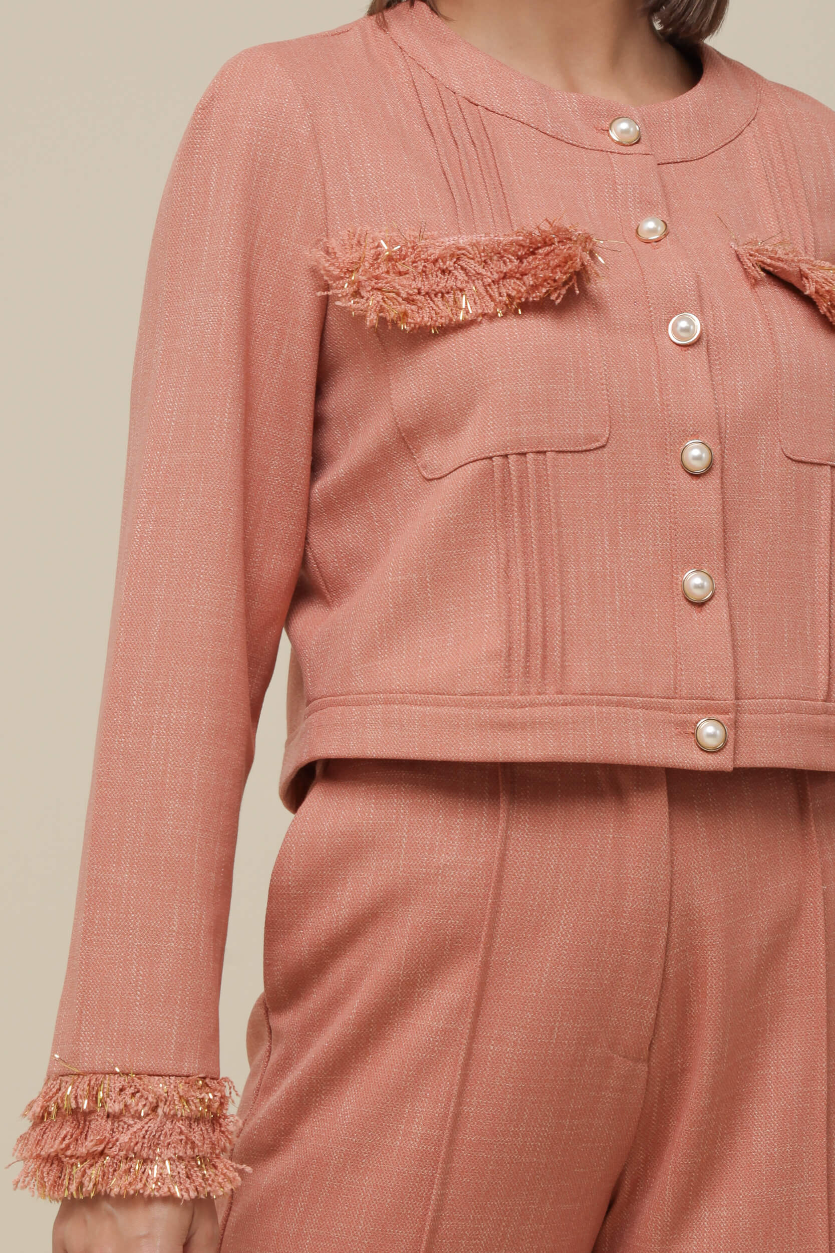 9036500 - Casaqueto Tweed com Detalhes GOIABA 9036500 - Casaqueto Tweed com Detalhes GOIABA