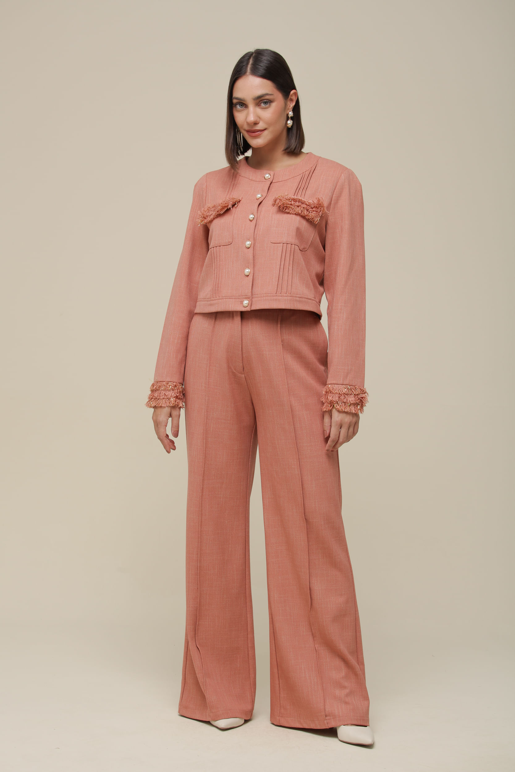 9036501 - Calça Pantalona Tweed GOIABA 9036501 - Calça Pantalona Tweed GOIABA