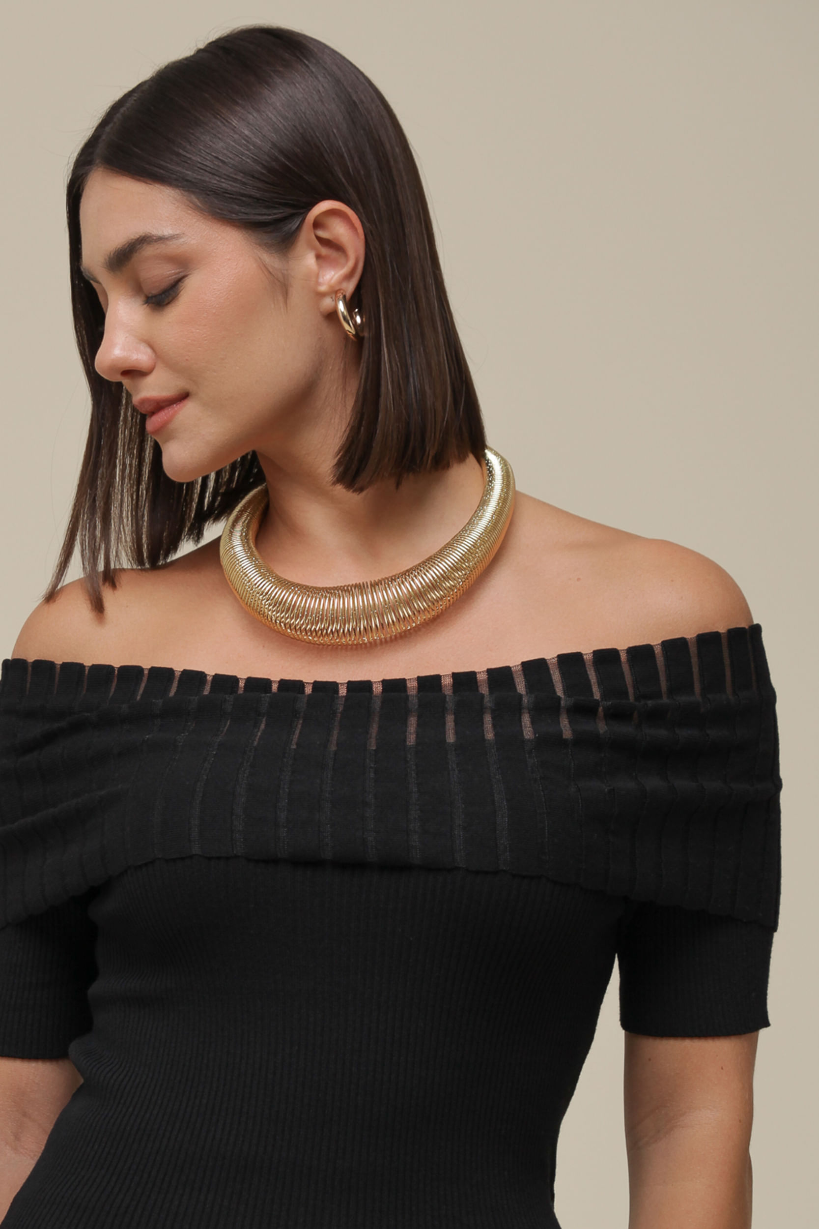 9036534 - Blusa Tricô Ombro a Ombro PRETO 9036534 - Blusa Tricô Ombro a Ombro PRETO