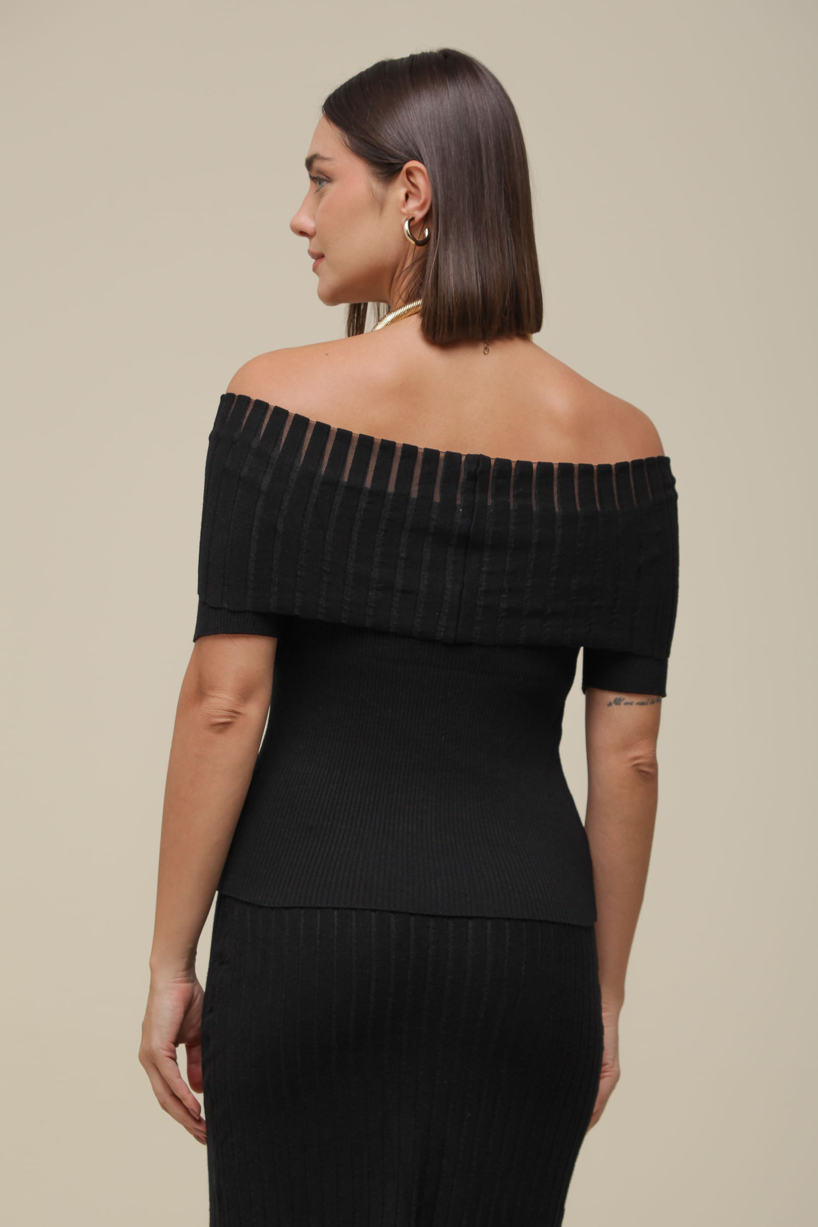 9036534 - Blusa Tricô Ombro a Ombro PRETO 9036534 - Blusa Tricô Ombro a Ombro PRETO