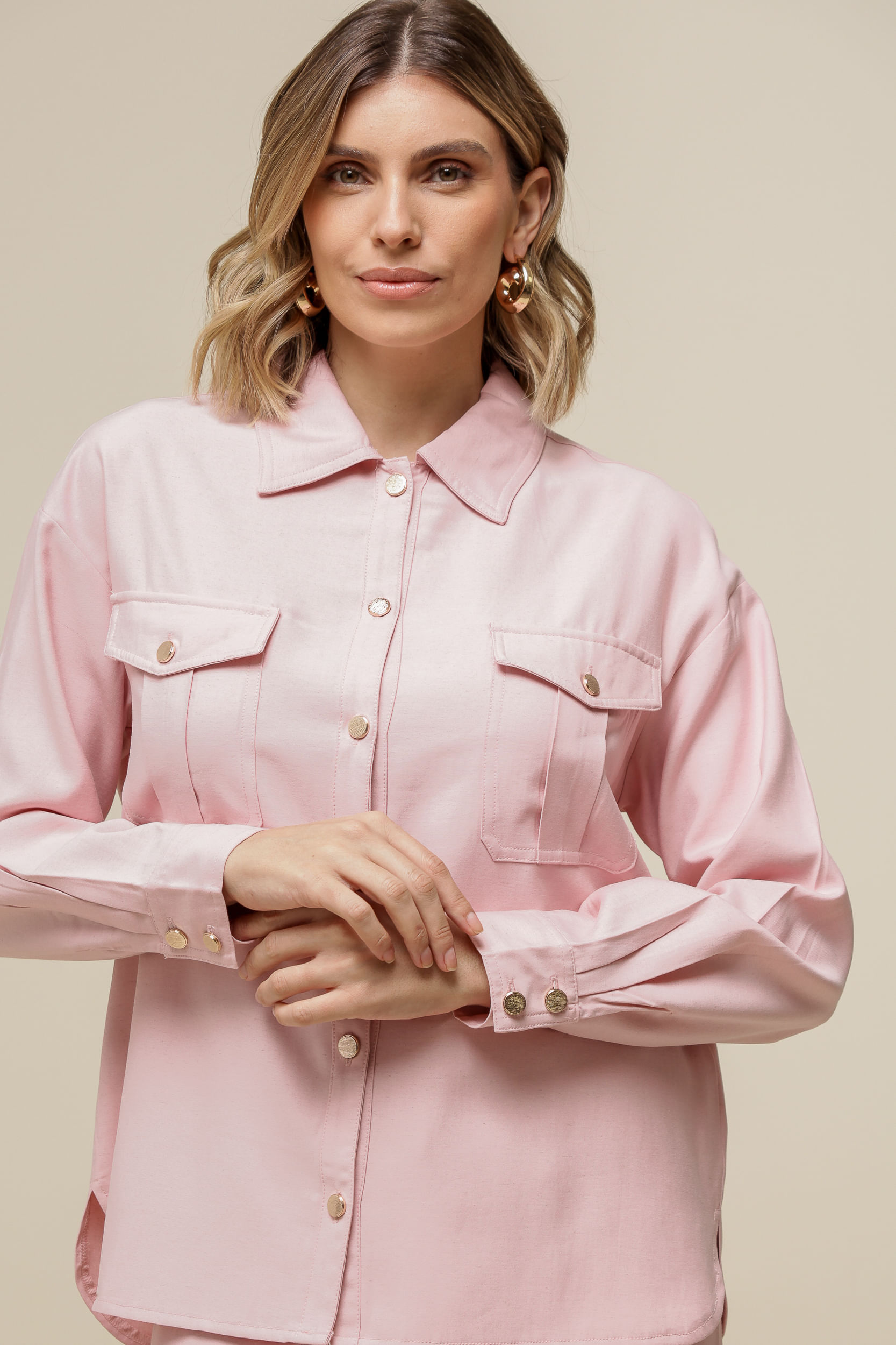 9036568 - Camisa Básica Viscolinho ROSA