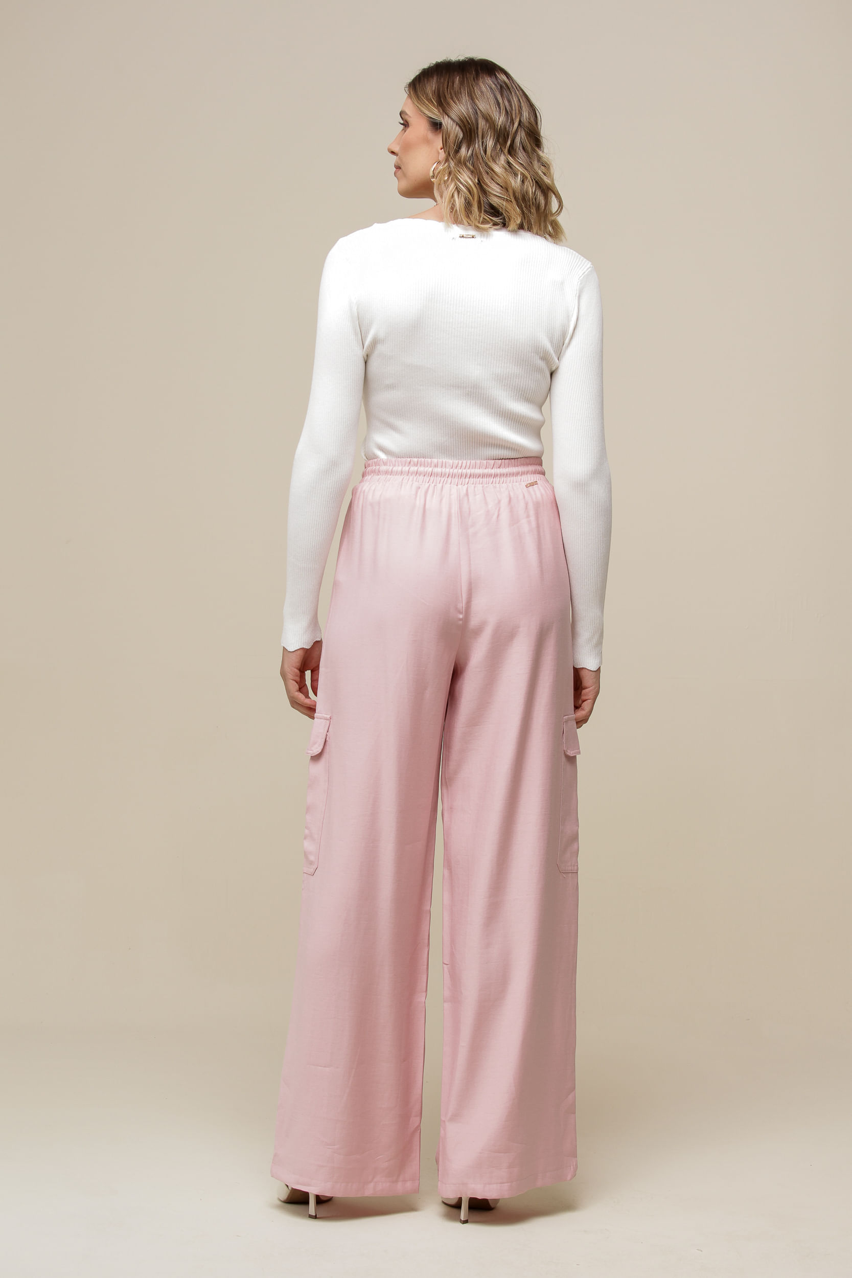 9036569 - Calça Cargo Linho ROSA