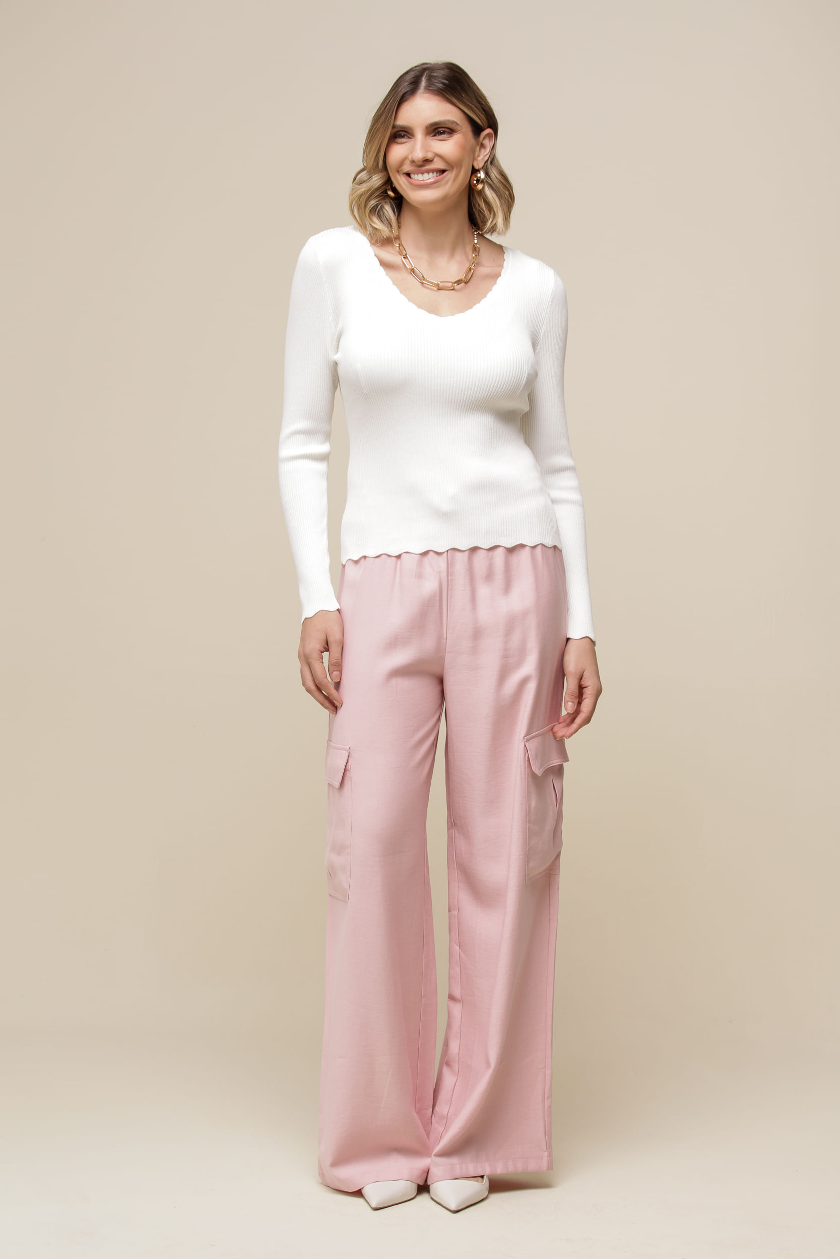9036573 - Blusa Tricô Detalhe Ondas OFF-WHITE 9036573 - Blusa Tricô Detalhe Ondas OFF-WHITE