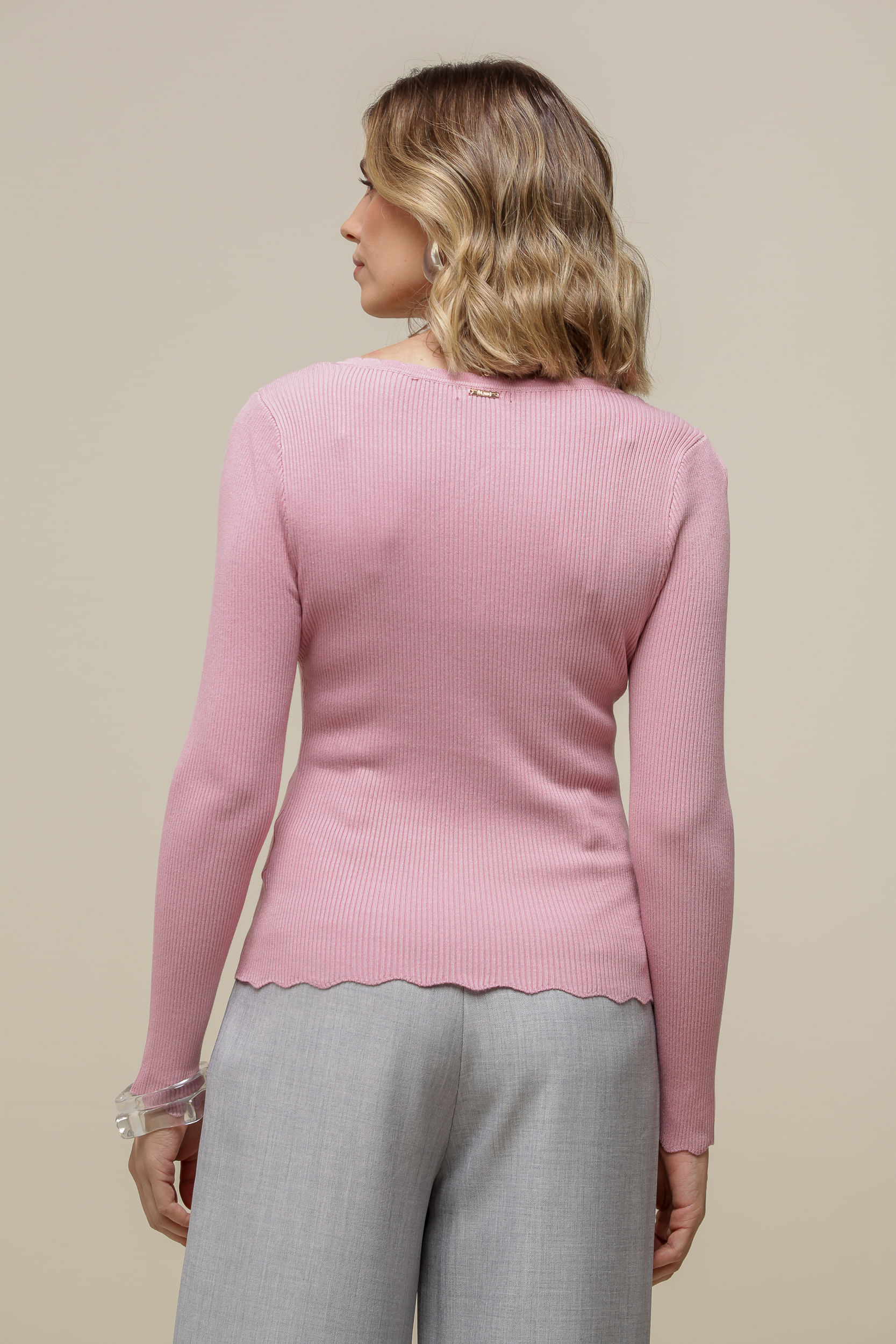 9036573 - Blusa Tricô Detalhe Ondas ROSA 9036573 - Blusa Tricô Detalhe Ondas ROSA