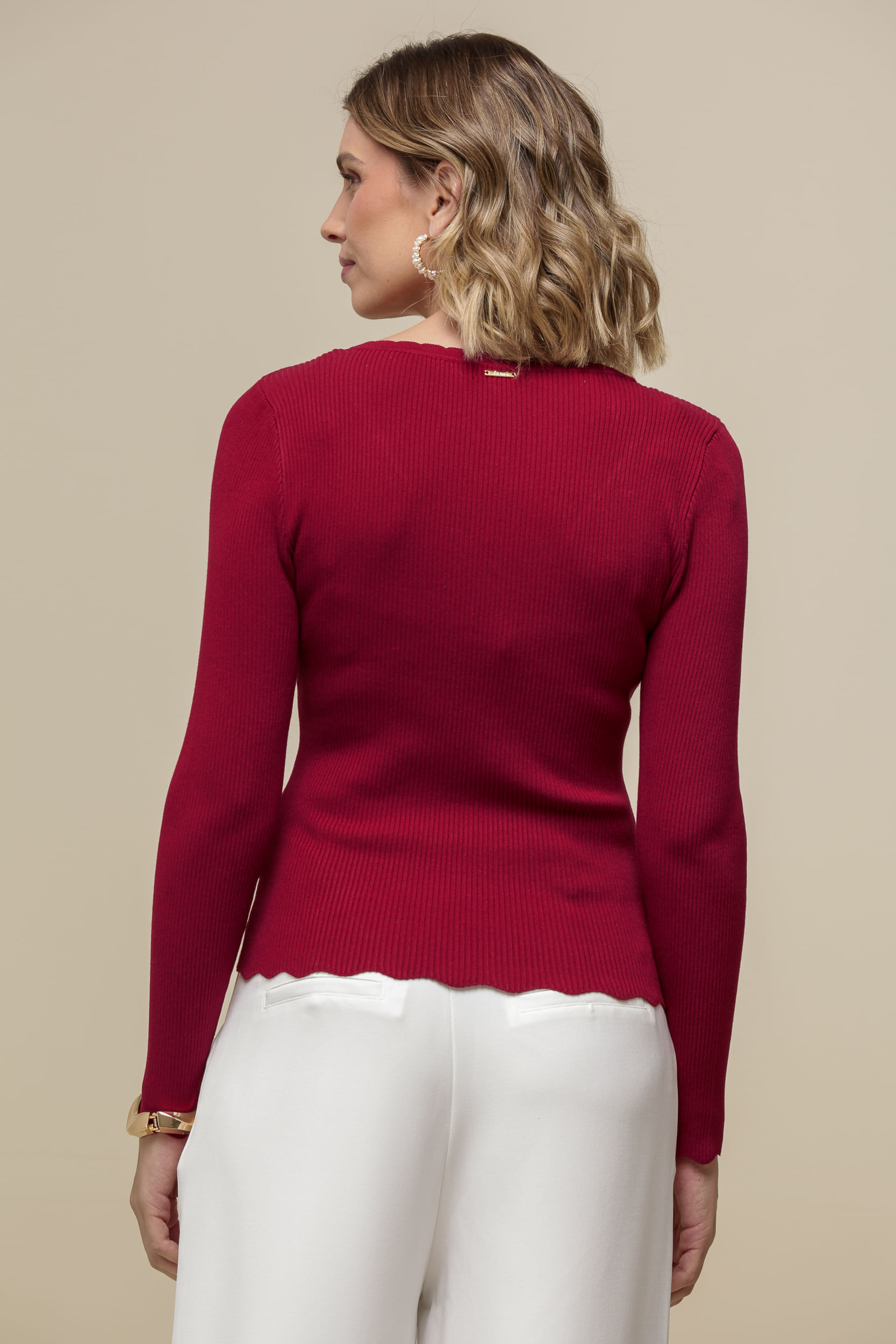 9036573 - Blusa Tricô Detalhe Ondas CEREJA 9036573 - Blusa Tricô Detalhe Ondas CEREJA