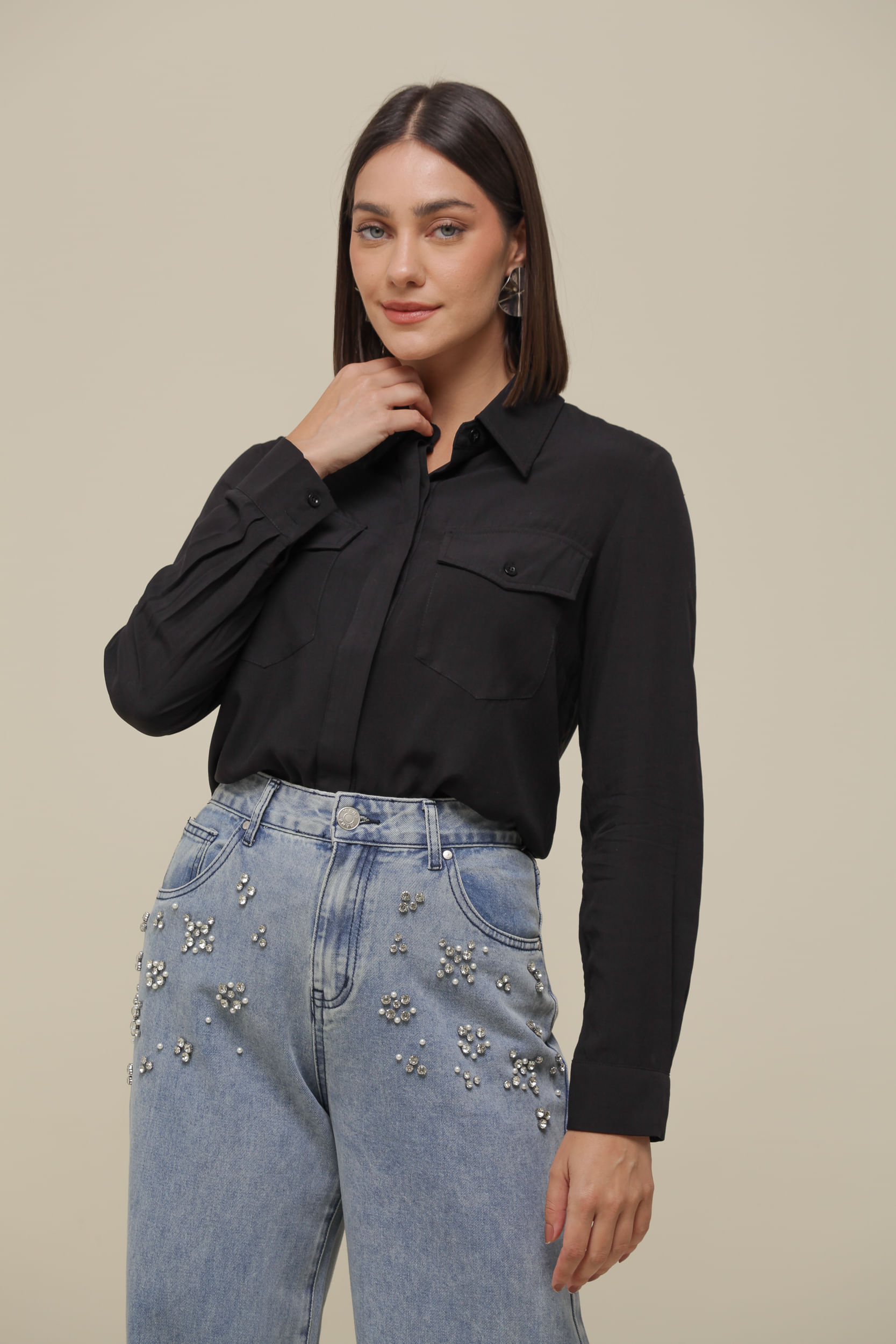 9036603 - Camisa Social Básica PRETO