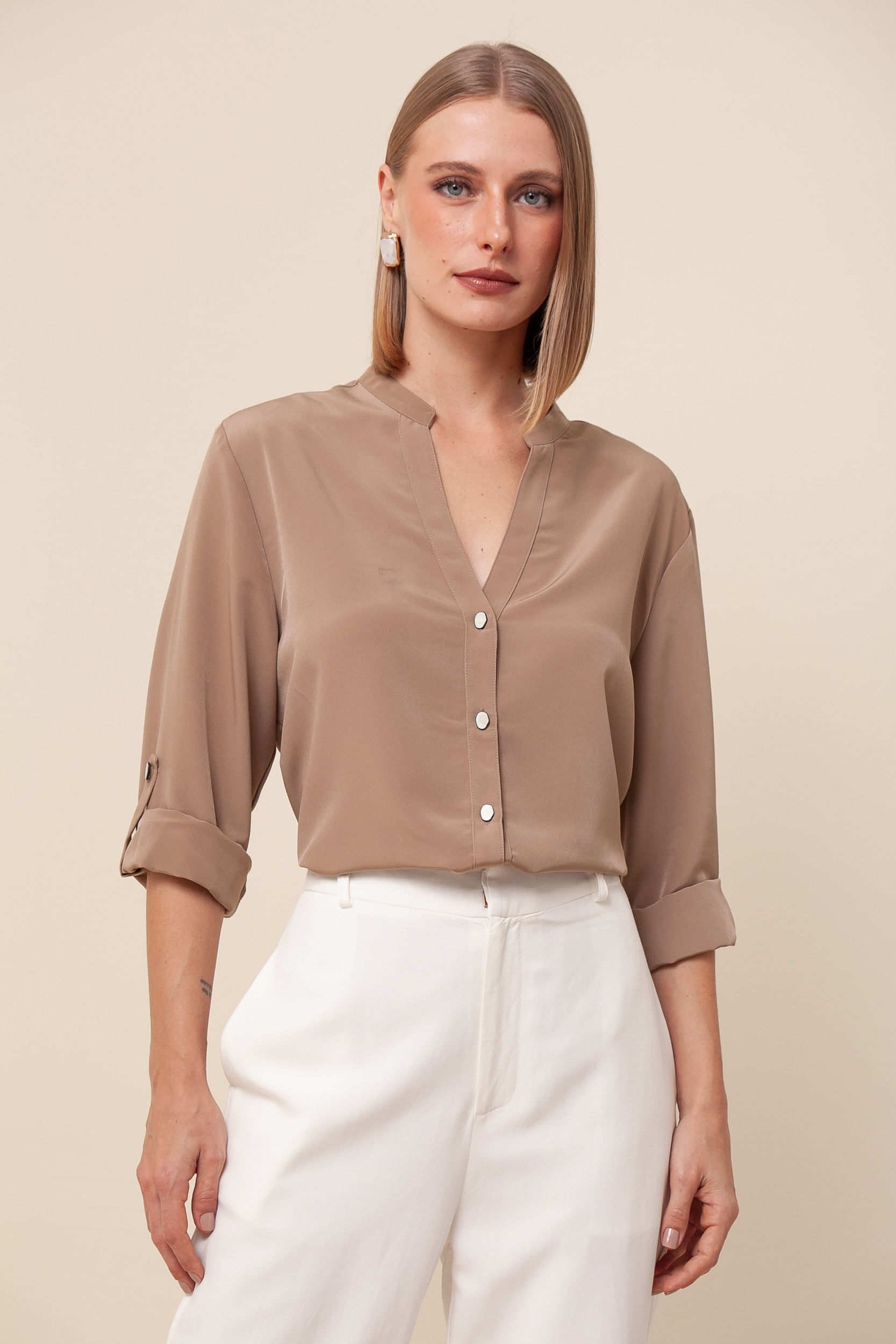 Camisa Gola V Botões FENDI