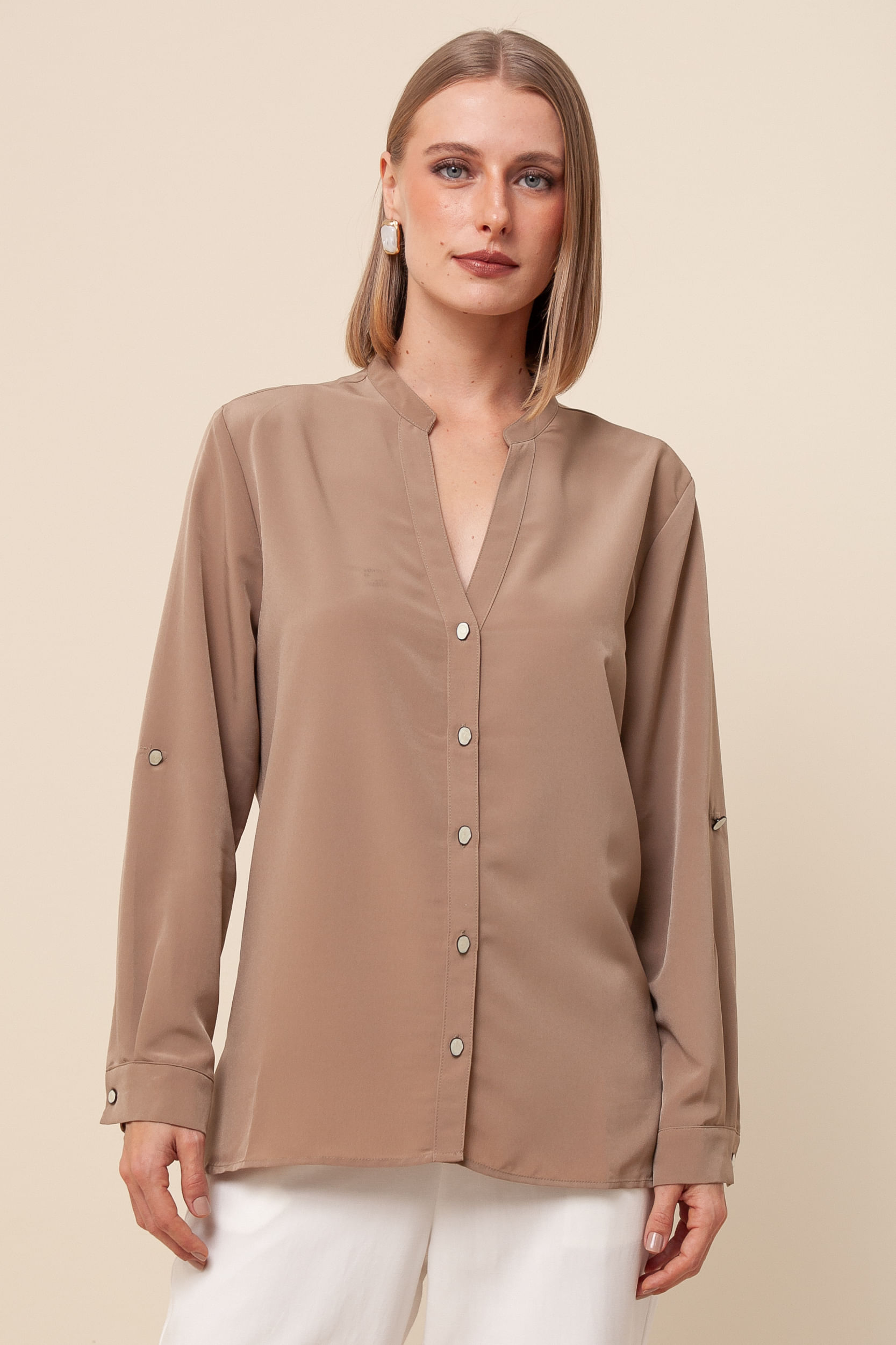 Camisa Gola V Botões FENDI Camisa Gola V Botões FENDI