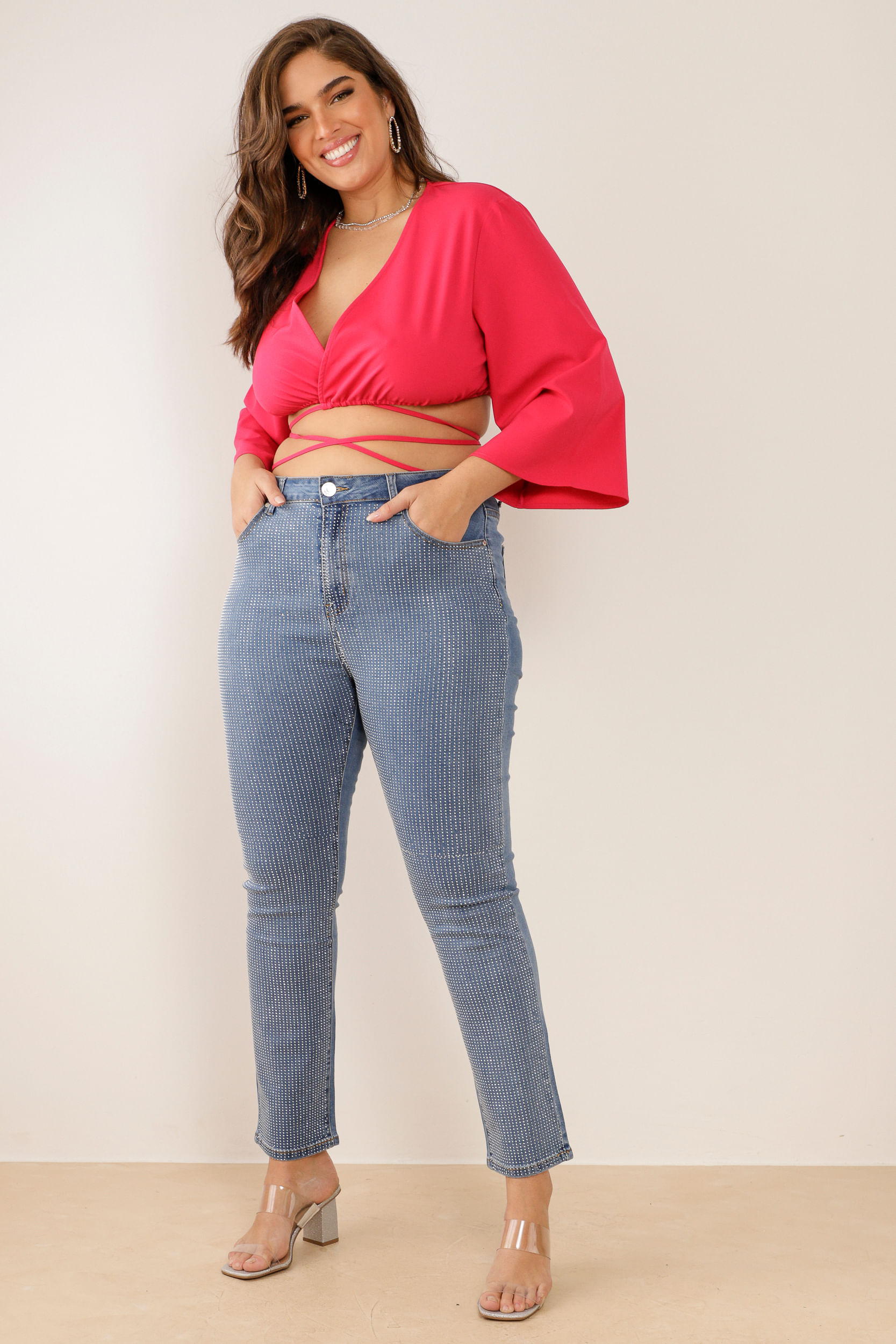 9033542 - Blusa Cropped Amarração Cruzada  PINK