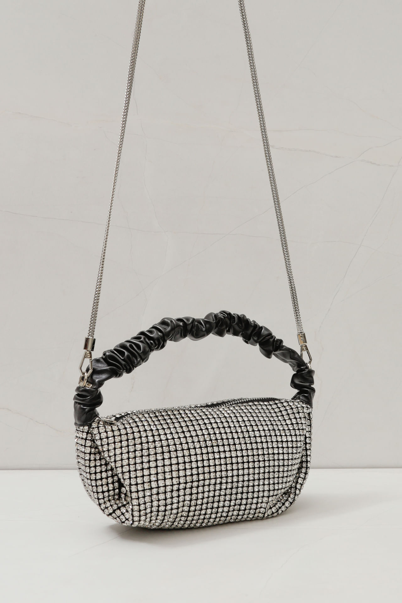 9035865 - Bolsa Strass Alça Franzida PRATA 9035865 - Bolsa Strass Alça Franzida PRATA