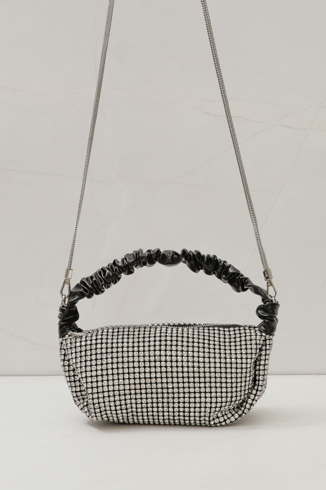 9035865 - Bolsa Strass Alça Franzida PRATA 9035865 - Bolsa Strass Alça Franzida PRATA
