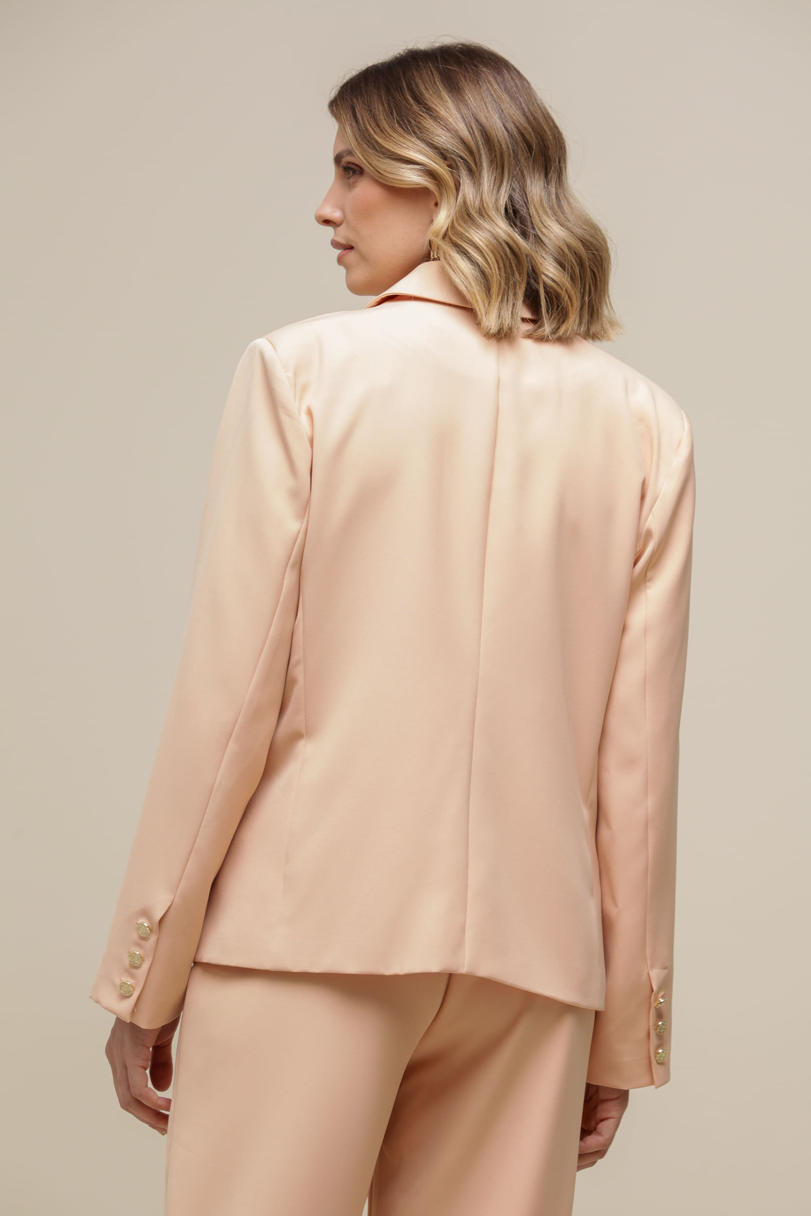 9036355 - Blazer Alfaiataria Lapelas  BEGE