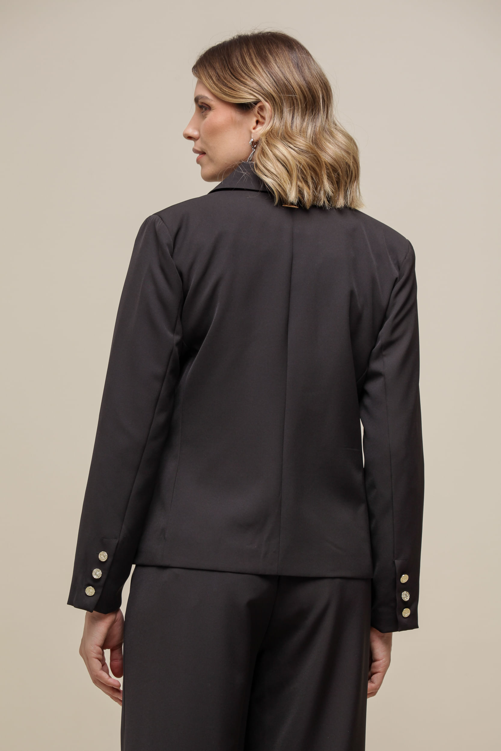 9036355 - Blazer Alfaiataria Lapelas  PRETO