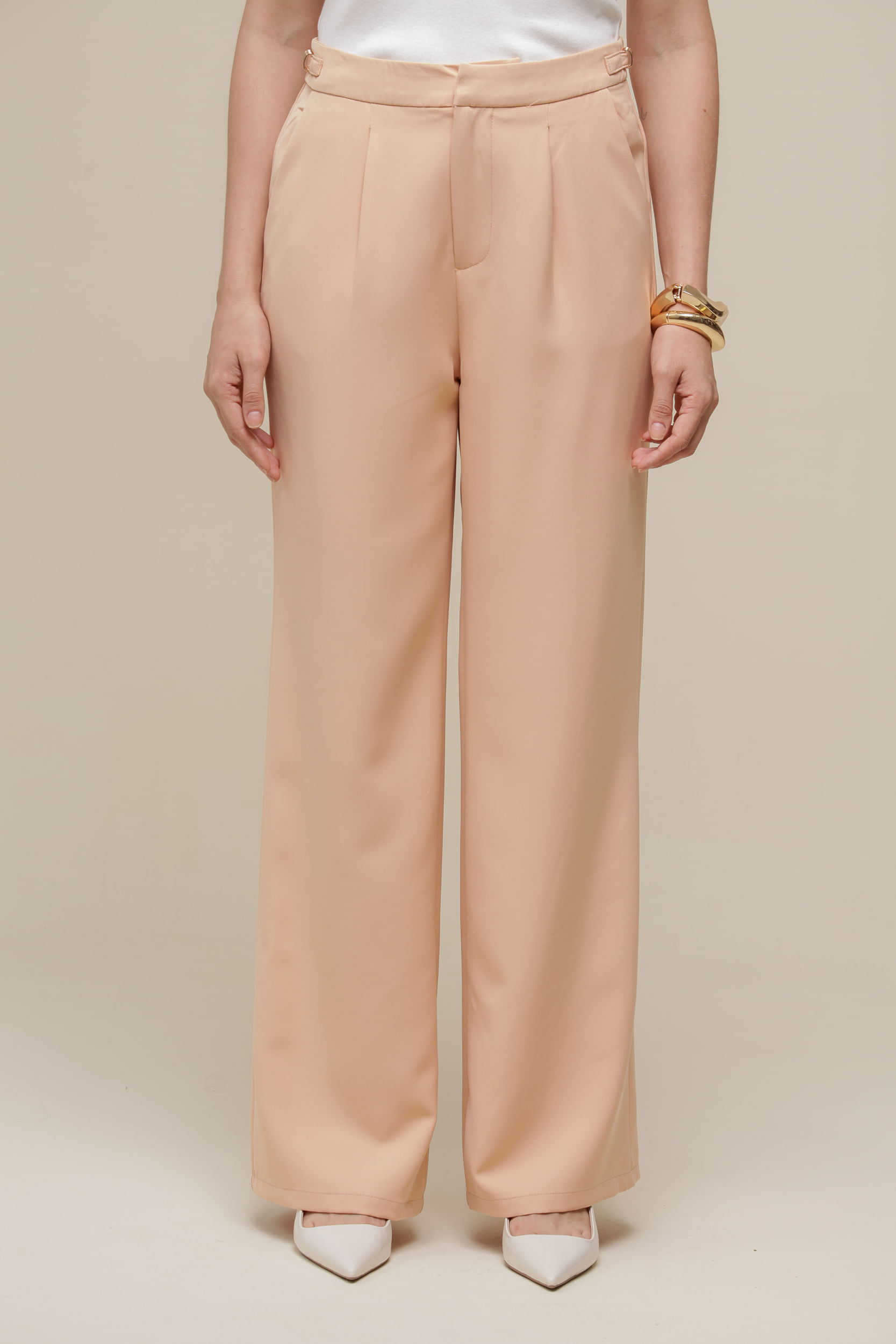 9036356 - Calça Alfaiataria Reta  BEGE