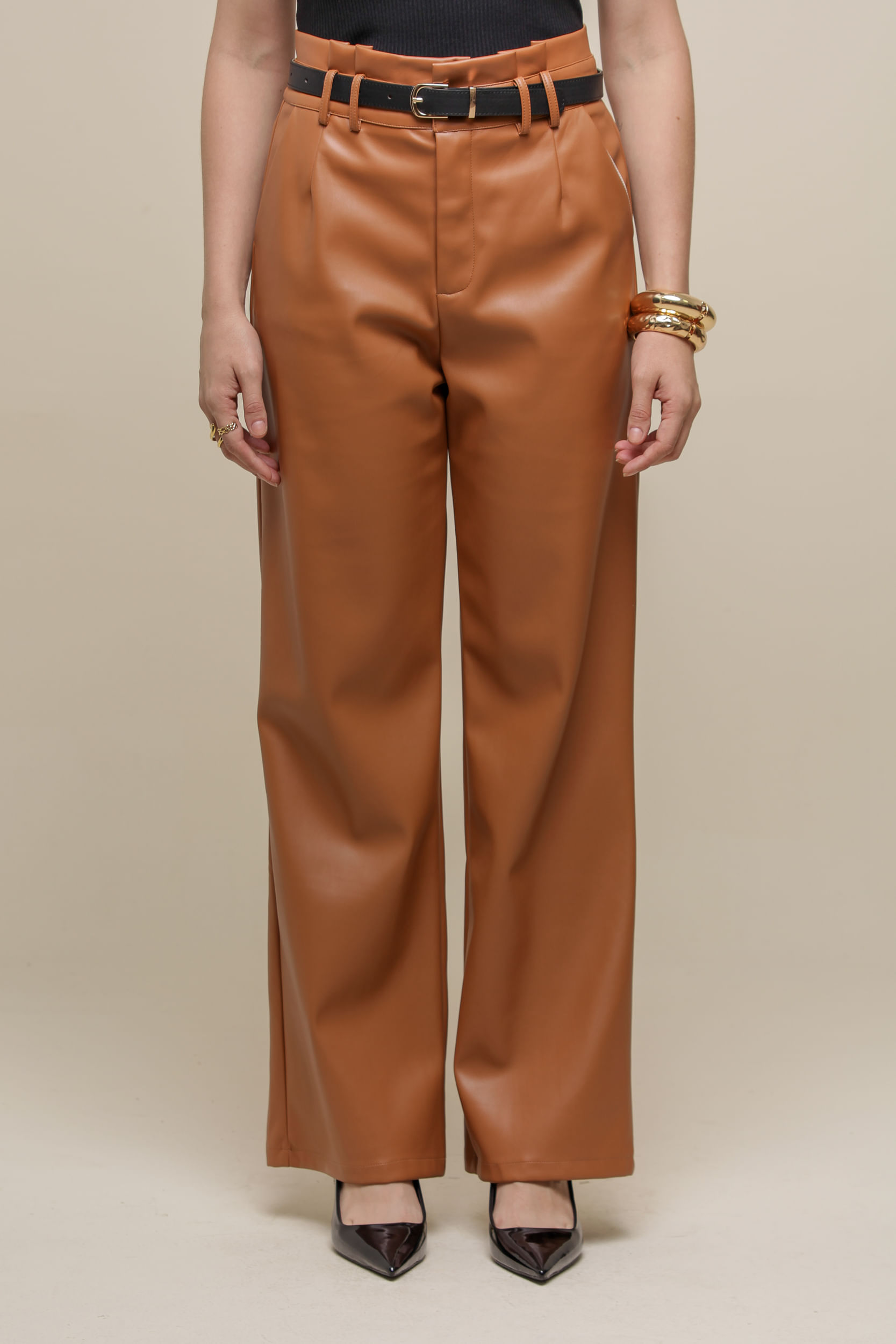 9036378 - Calça Reta PU Clochard CARAMELO 9036378 - Calça Reta PU Clochard CARAMELO