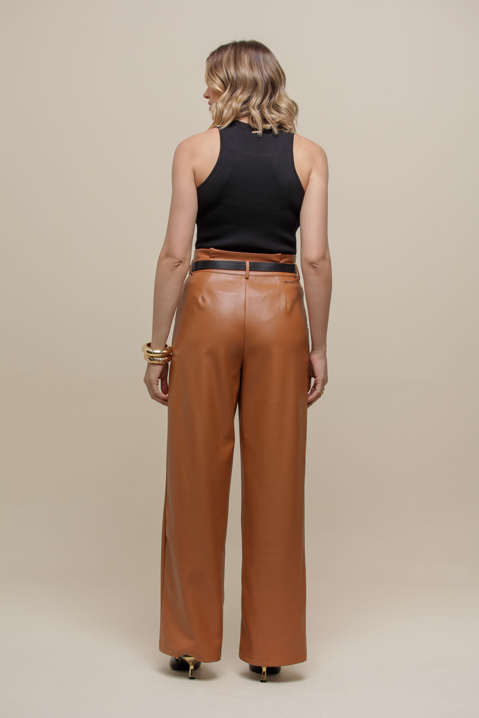 9036378 - Calça Reta PU Clochard CARAMELO 9036378 - Calça Reta PU Clochard CARAMELO