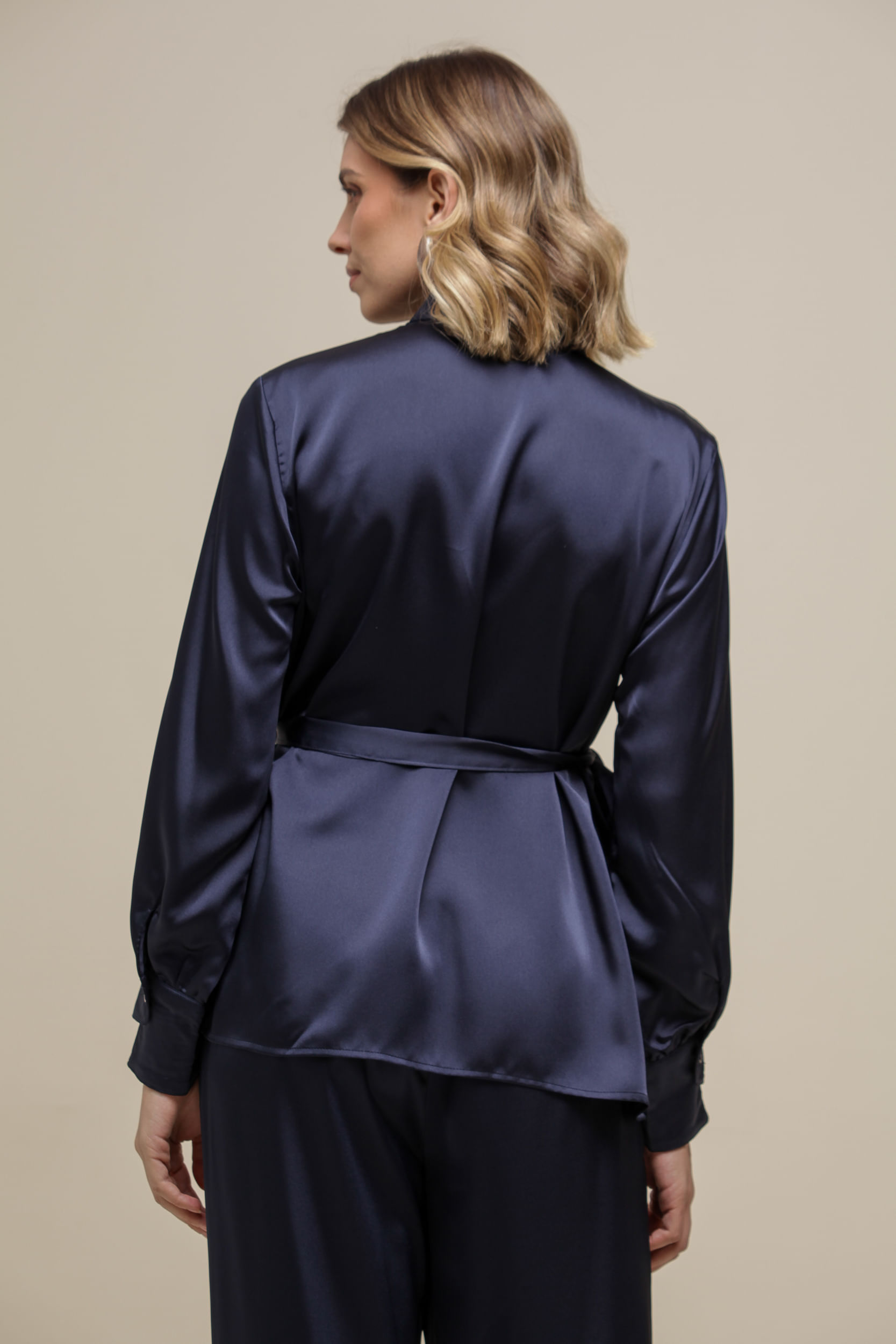 9036437 - Camisa Cetim Transpasse MARINHO 9036437 - Camisa Cetim Transpasse MARINHO