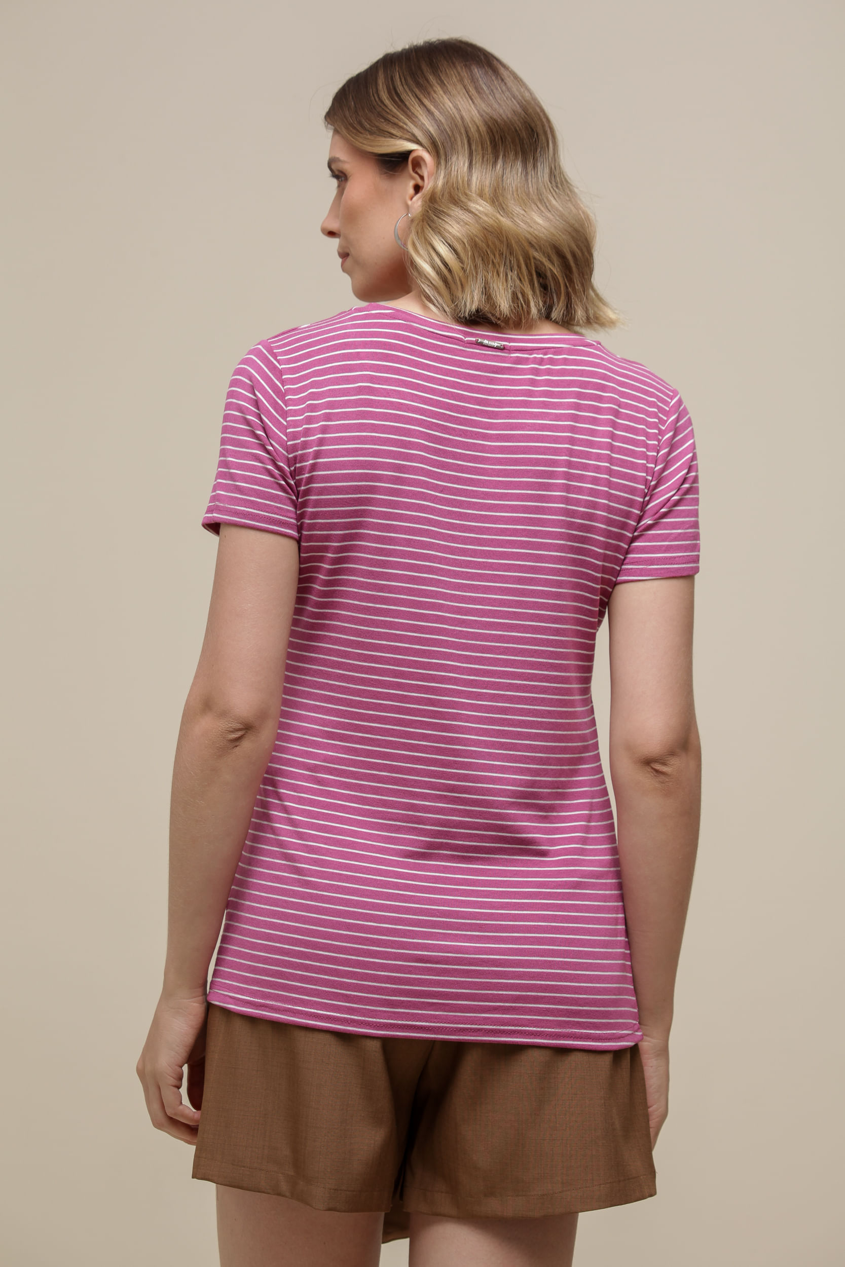 9036448 - Camiseta Malha Listras ROSA 9036448 - Camiseta Malha Listras ROSA