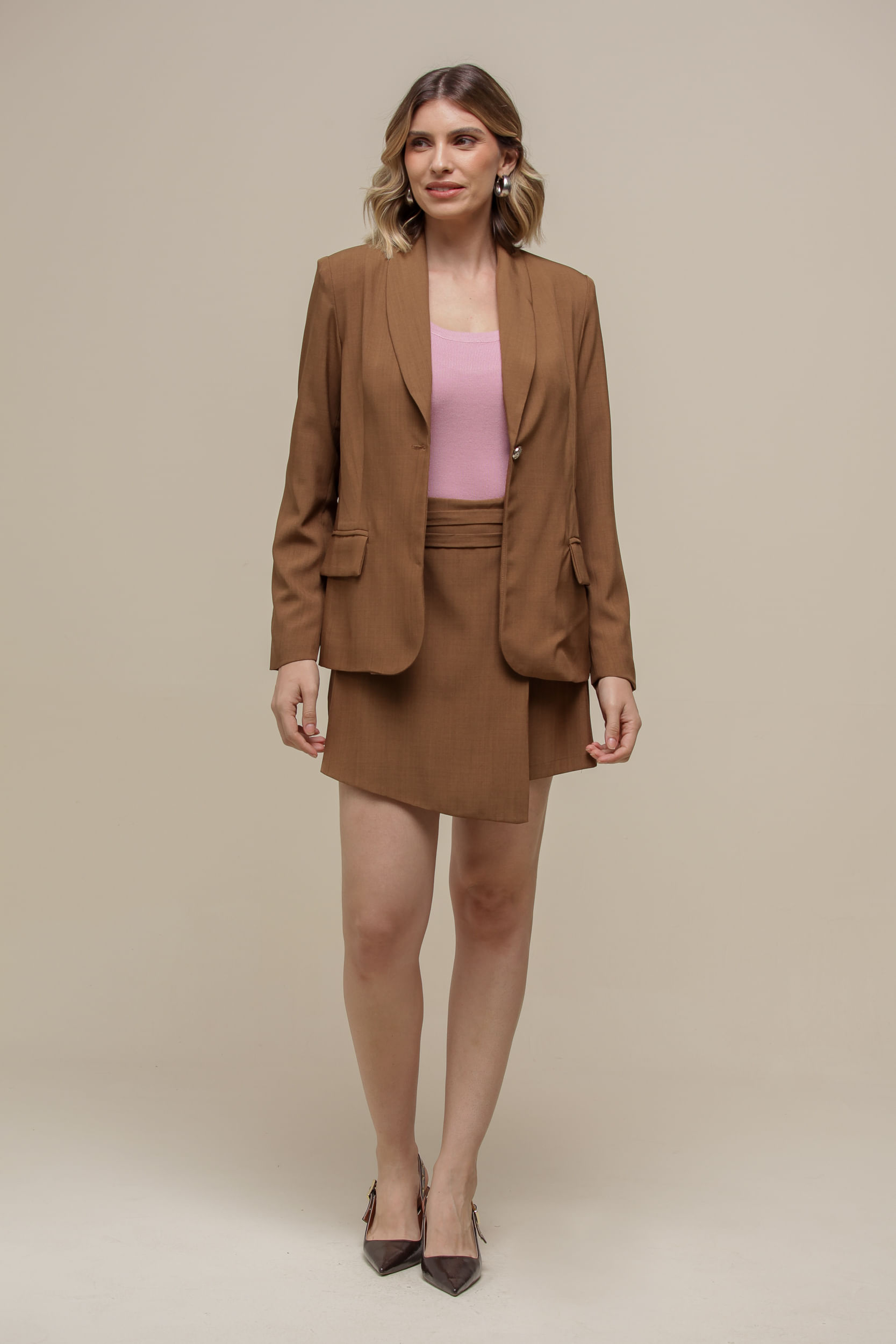 9036461 - Blazer Alfaiataria Alongado MARROM 9036461 - Blazer Alfaiataria Alongado MARROM