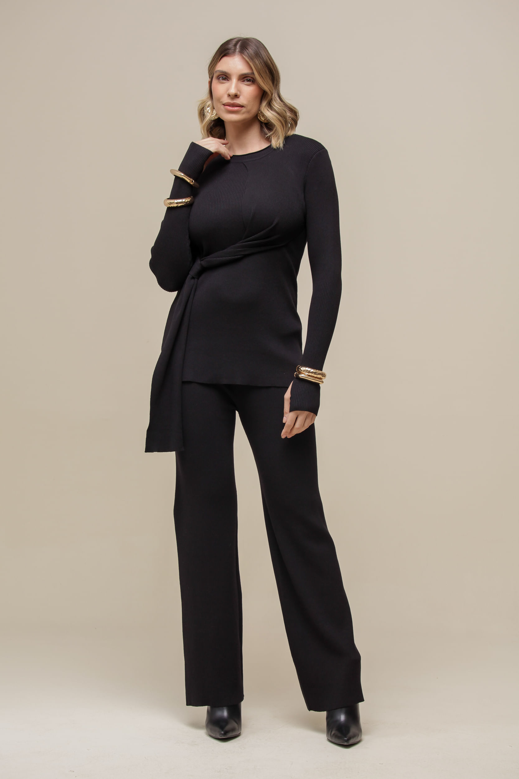 9036536 - Blusa Tricô Amarração PRETO 9036536 - Blusa Tricô Amarração PRETO