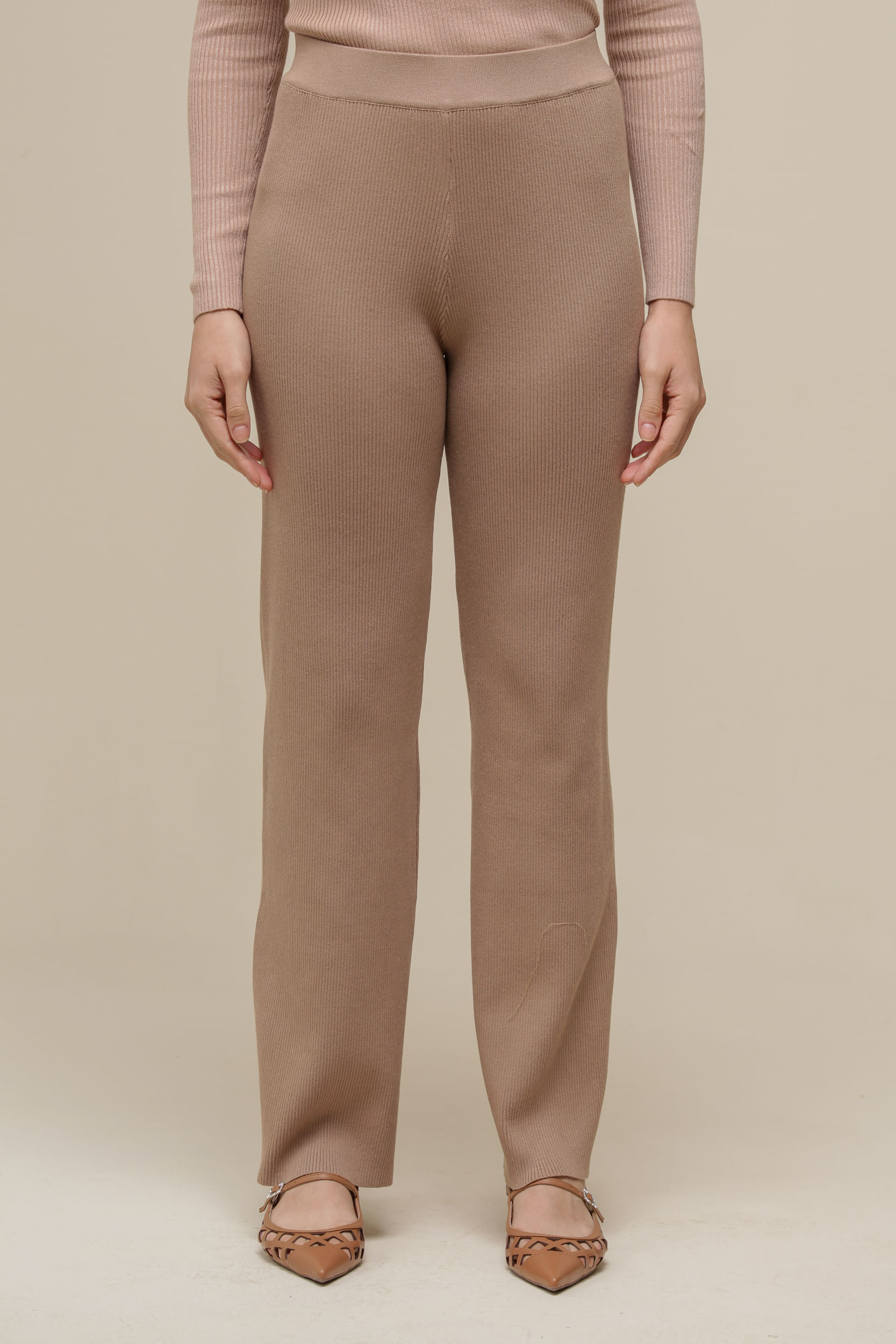 9036537 - Calça Tricô Reta BEGE 9036537 - Calça Tricô Reta BEGE