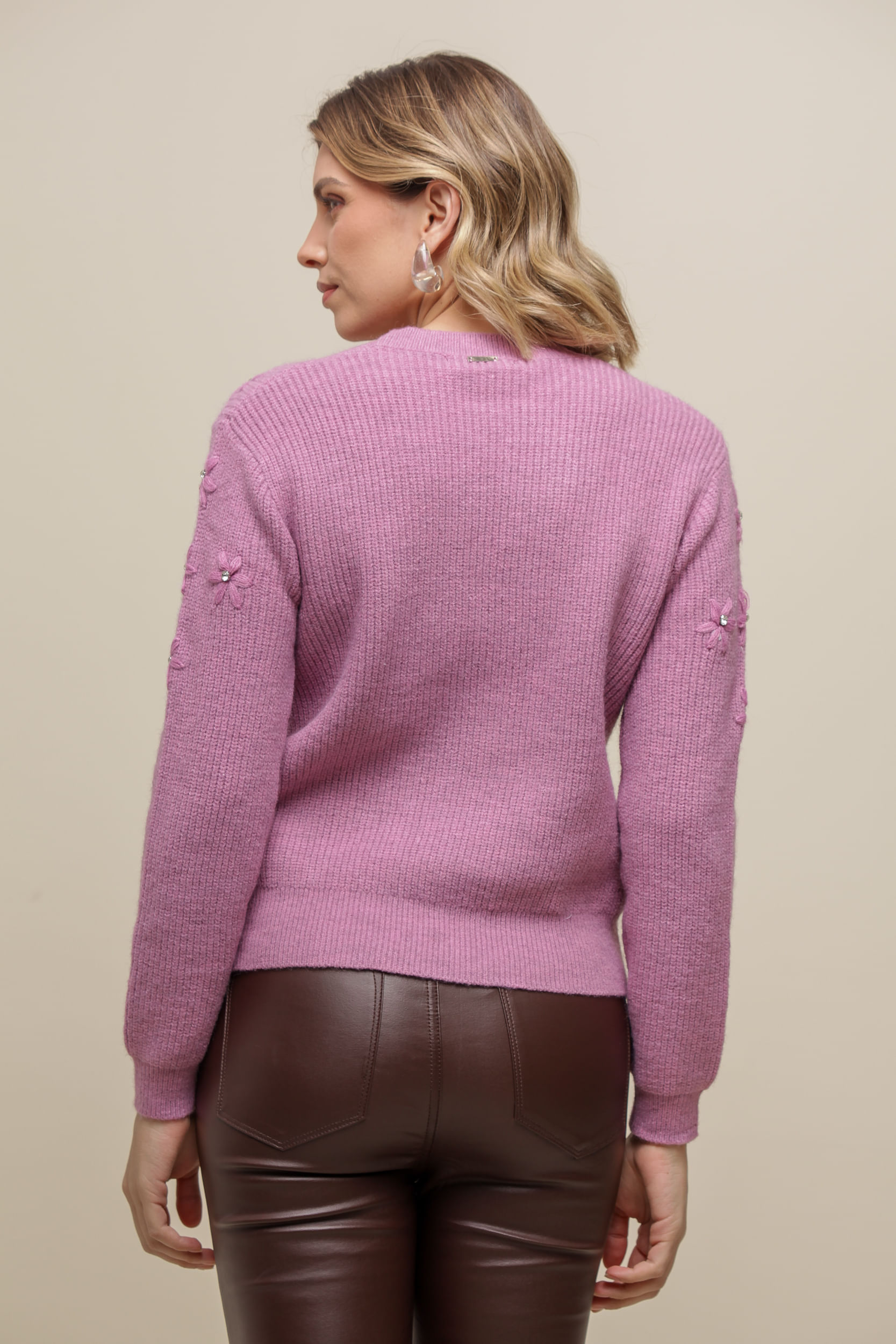 9036577 - Blusa Tricô Flores ROSA 9036577 - Blusa Tricô Flores ROSA