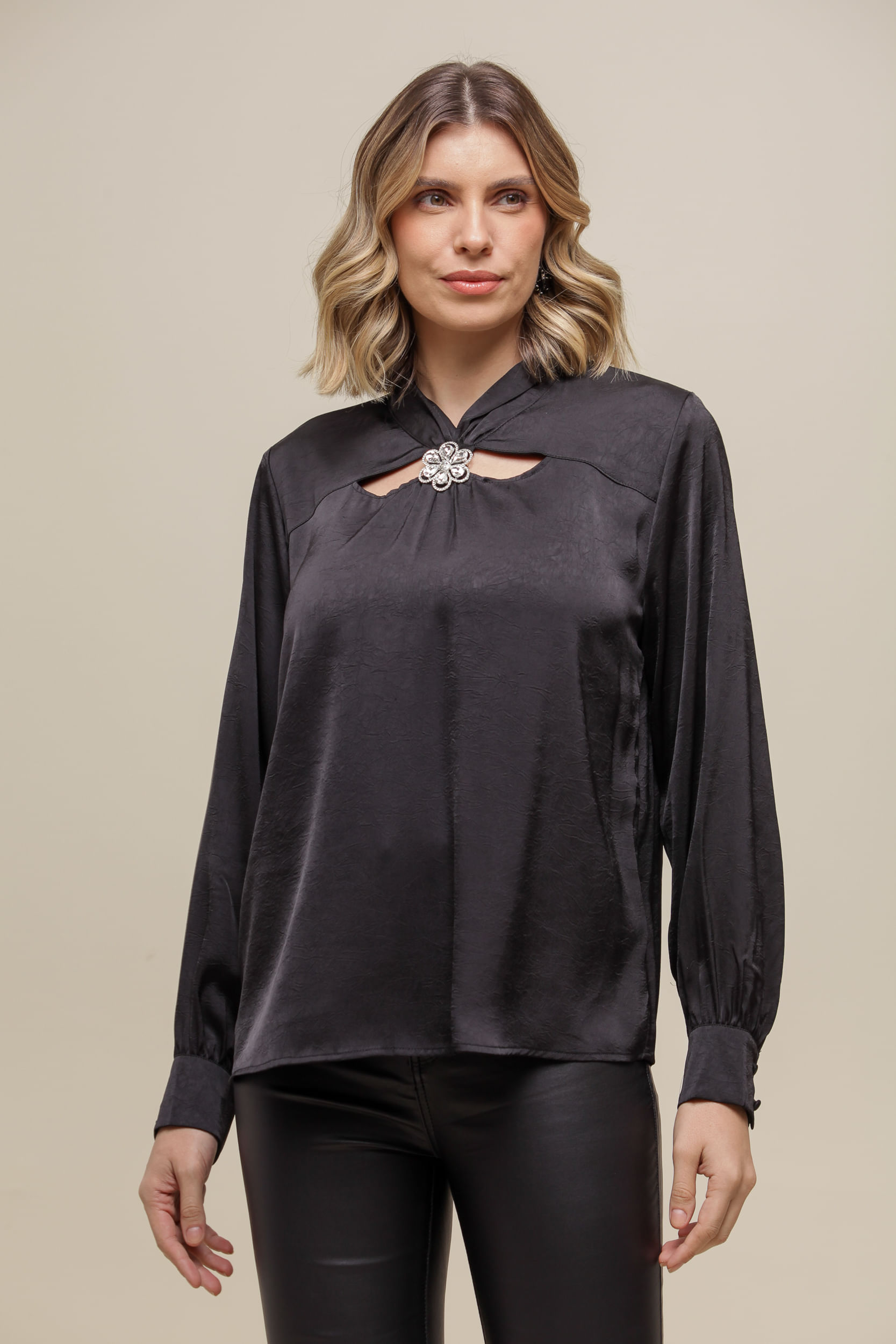9036604 - Blusa Manga Longa Detalhe PRETO 9036604 - Blusa Manga Longa Detalhe PRETO