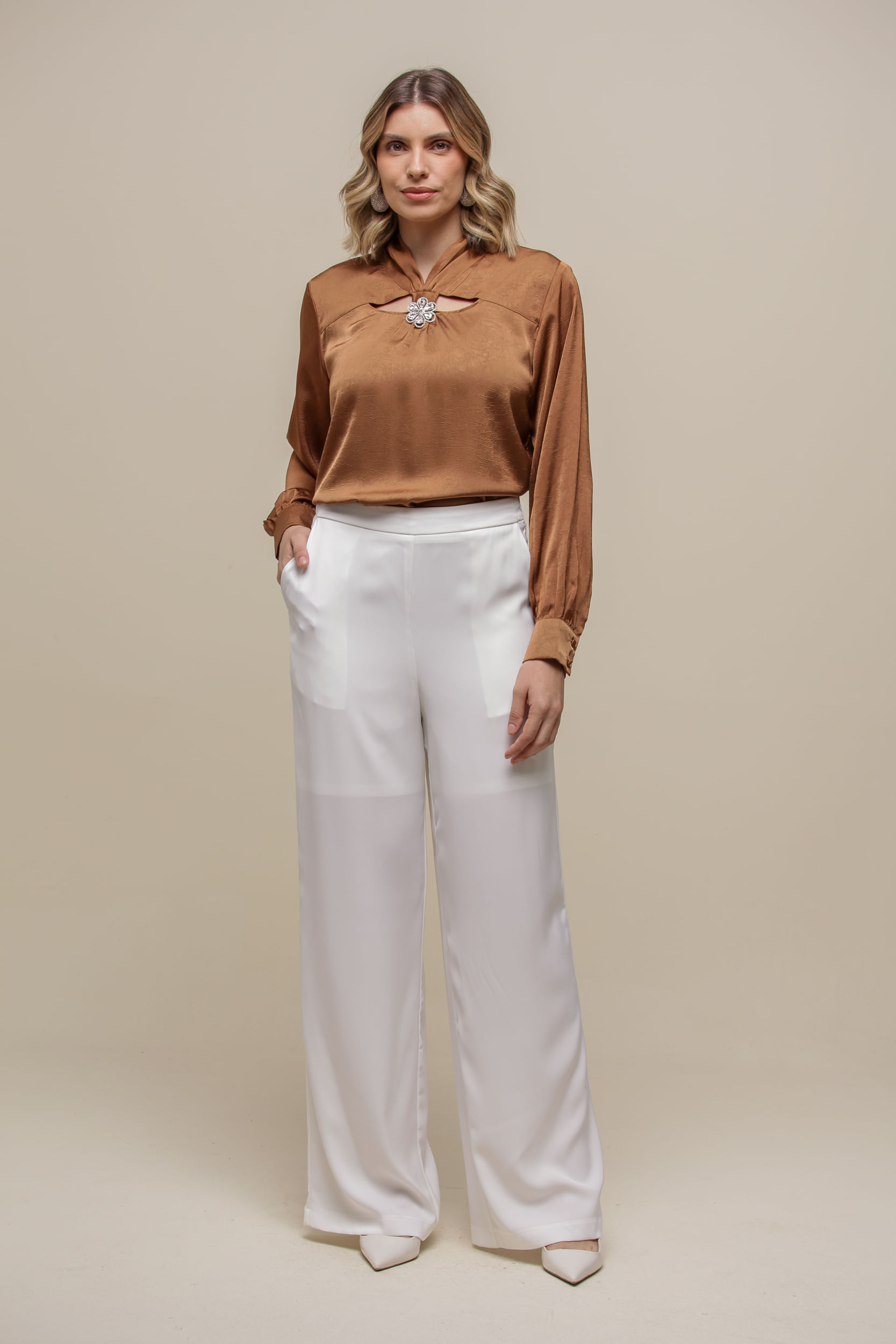 9036604 - Blusa Manga Longa Detalhe MARROM 9036604 - Blusa Manga Longa Detalhe MARROM