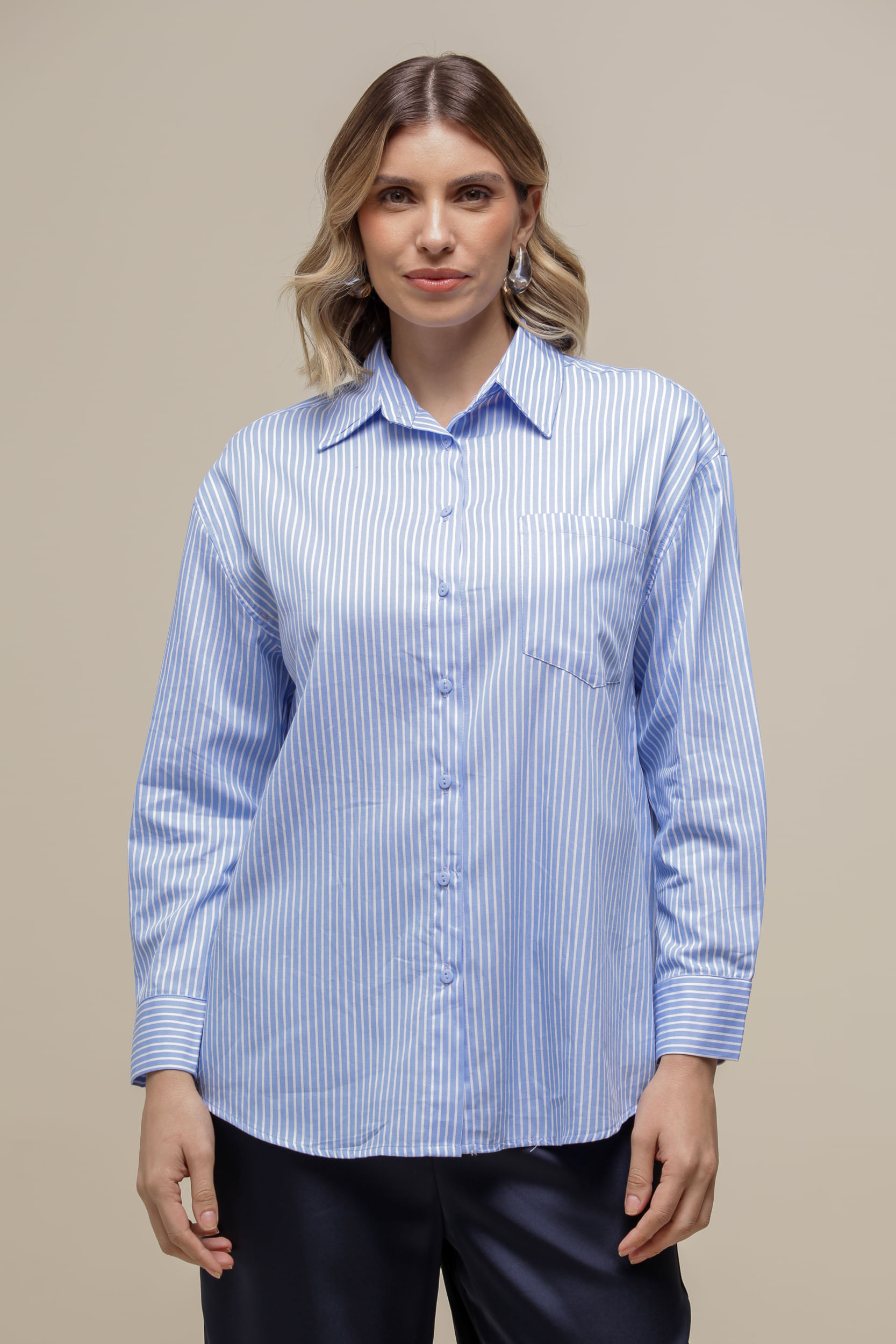 9036606 - Camisa Listras Botões AZUL 9036606 - Camisa Listras Botões AZUL