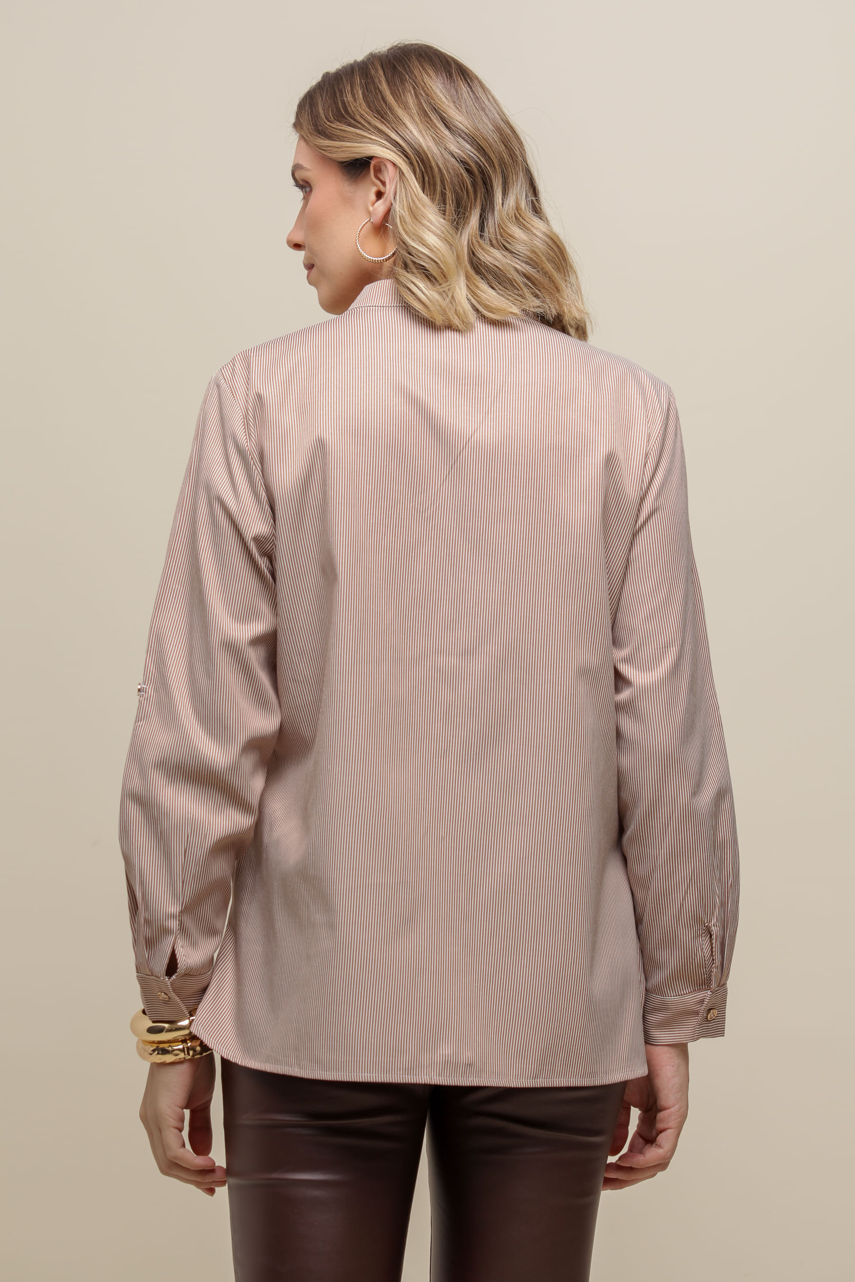 9036703 - Camisa Gola Listras MARROM 9036703 - Camisa Gola Listras MARROM
