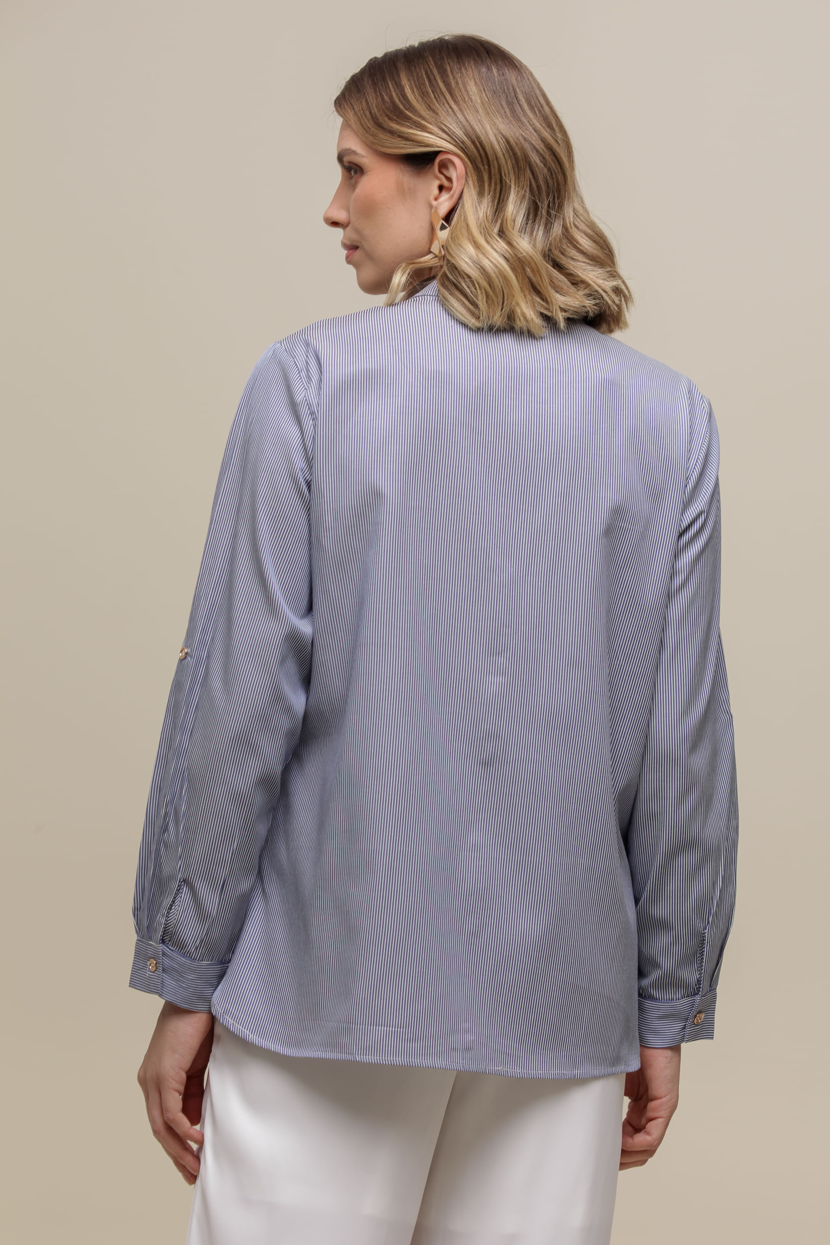 9036703 - Camisa Gola Listras AZUL