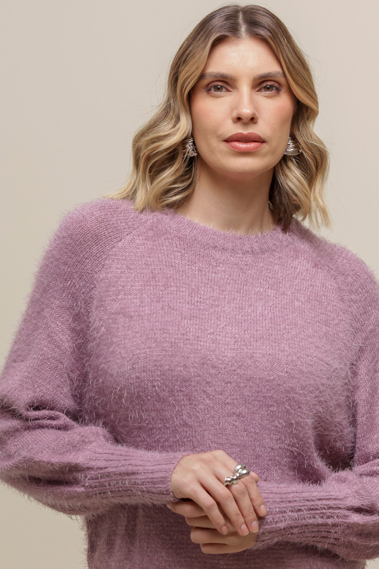 9034891 - Blusa Manga Longa Tricô Felpudo LILAS 9034891 - Blusa Manga Longa Tricô Felpudo LILAS