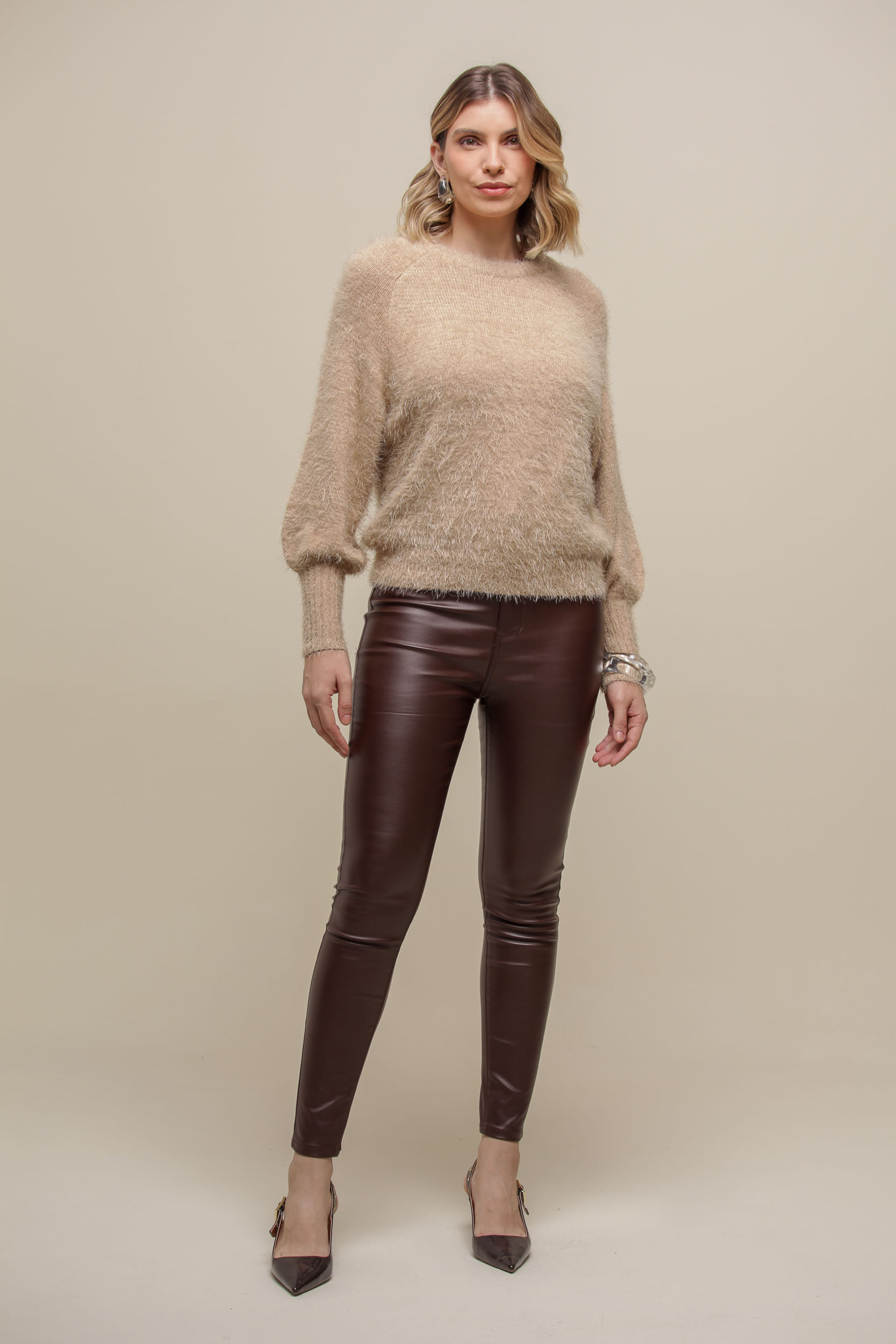 9034891 - Blusa Manga Longa Tricô Felpudo BEGE 9034891 - Blusa Manga Longa Tricô Felpudo BEGE