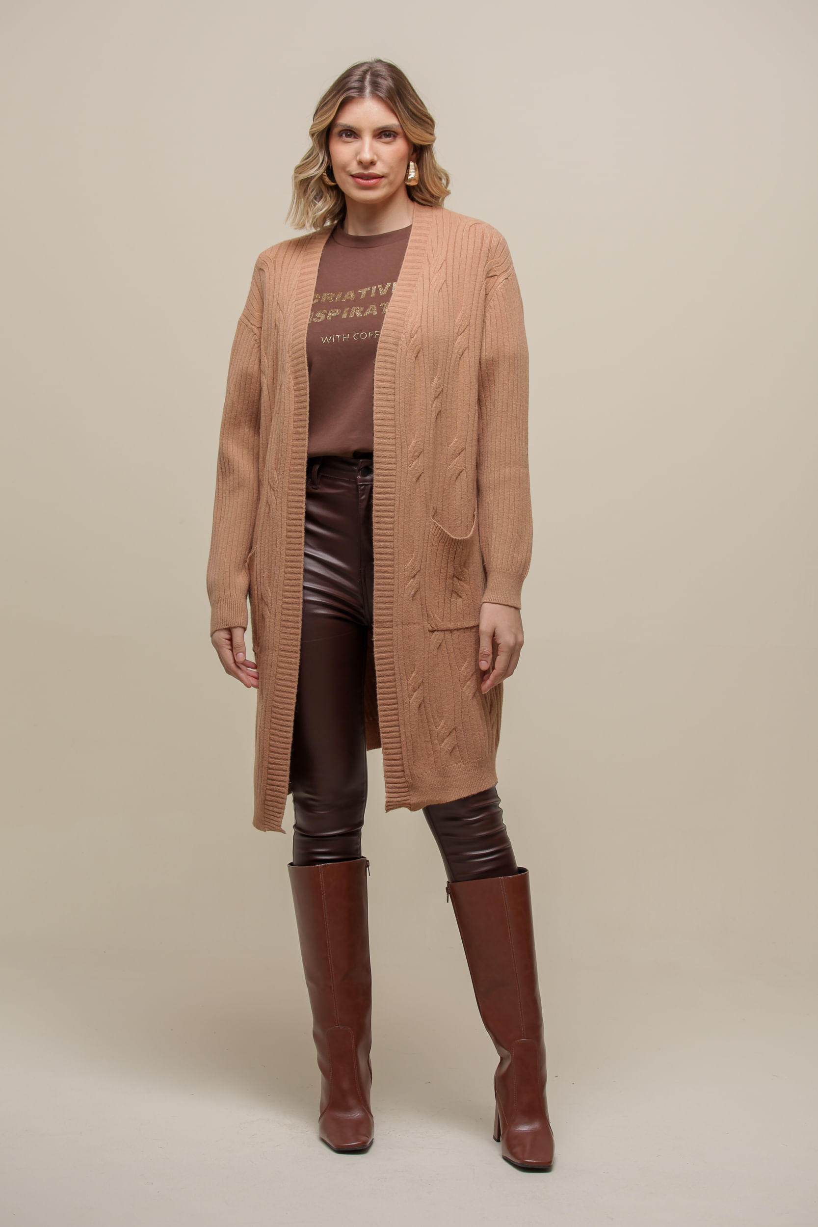9035035 - Maxi Cardigan Bolsos CAMEL