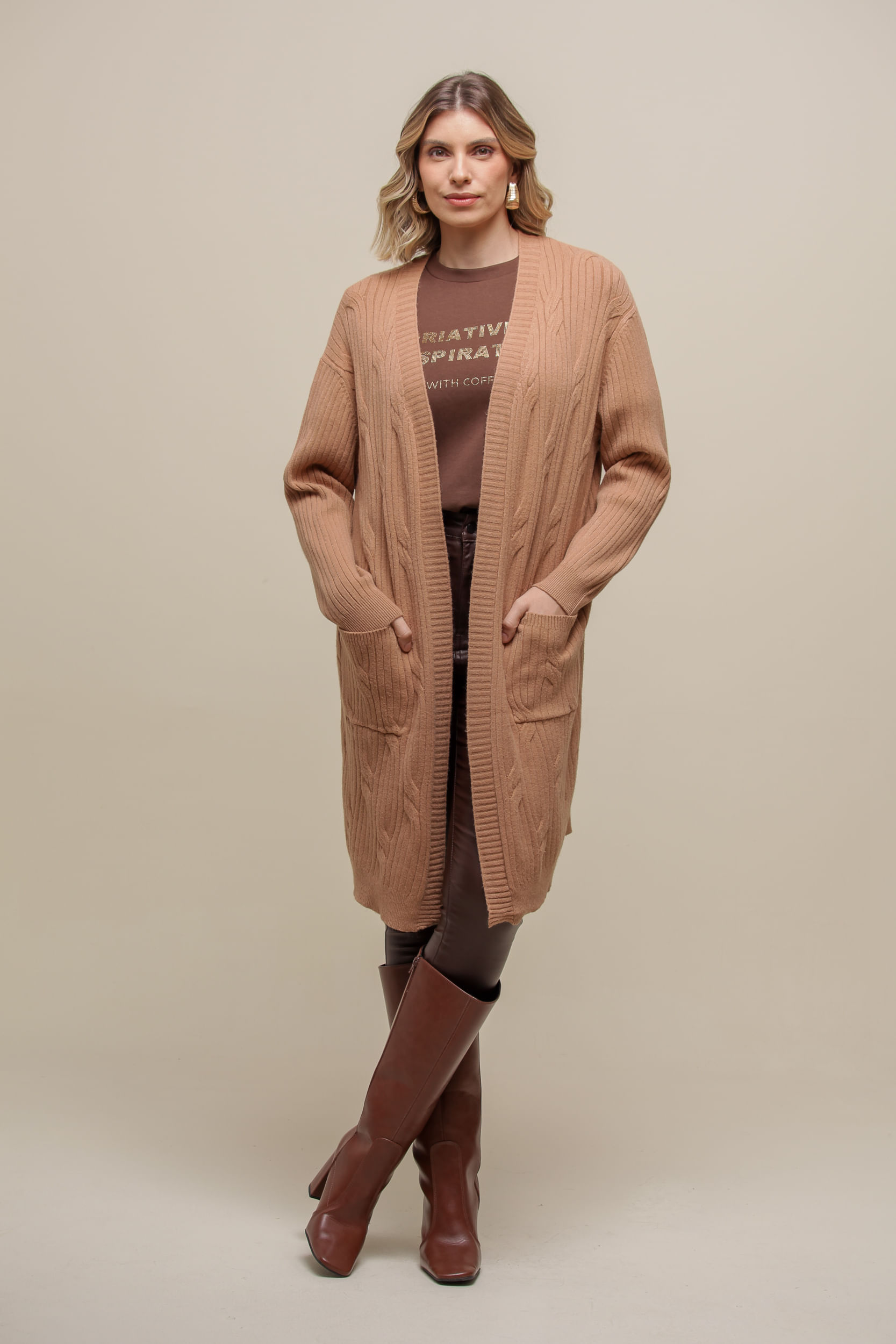 9035035 - Maxi Cardigan Bolsos CAMEL 9035035 - Maxi Cardigan Bolsos CAMEL