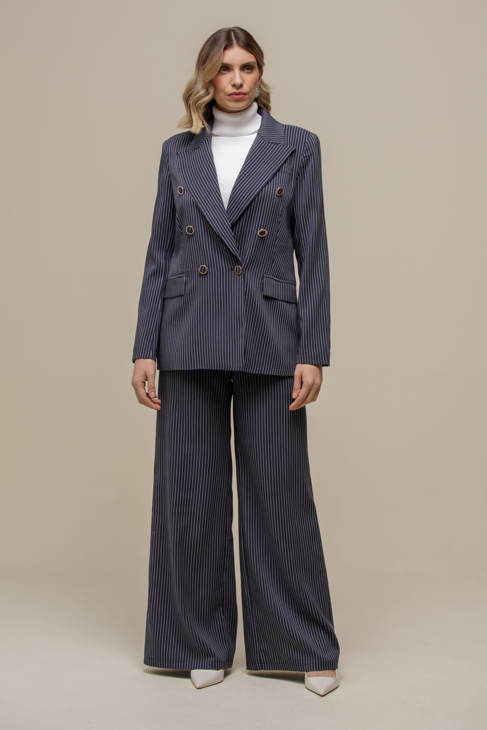 9036770 - Blazer Over Risca de Giz MARINHO 9036770 - Blazer Over Risca de Giz MARINHO