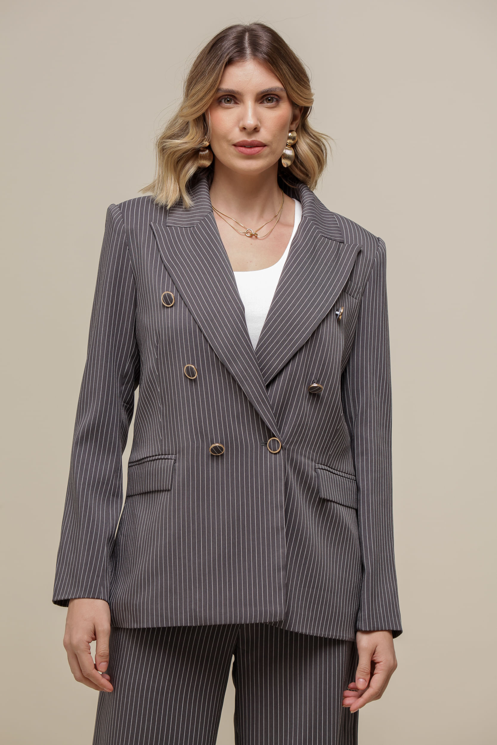 9036770 - Blazer Over Risca de Giz  CINZA