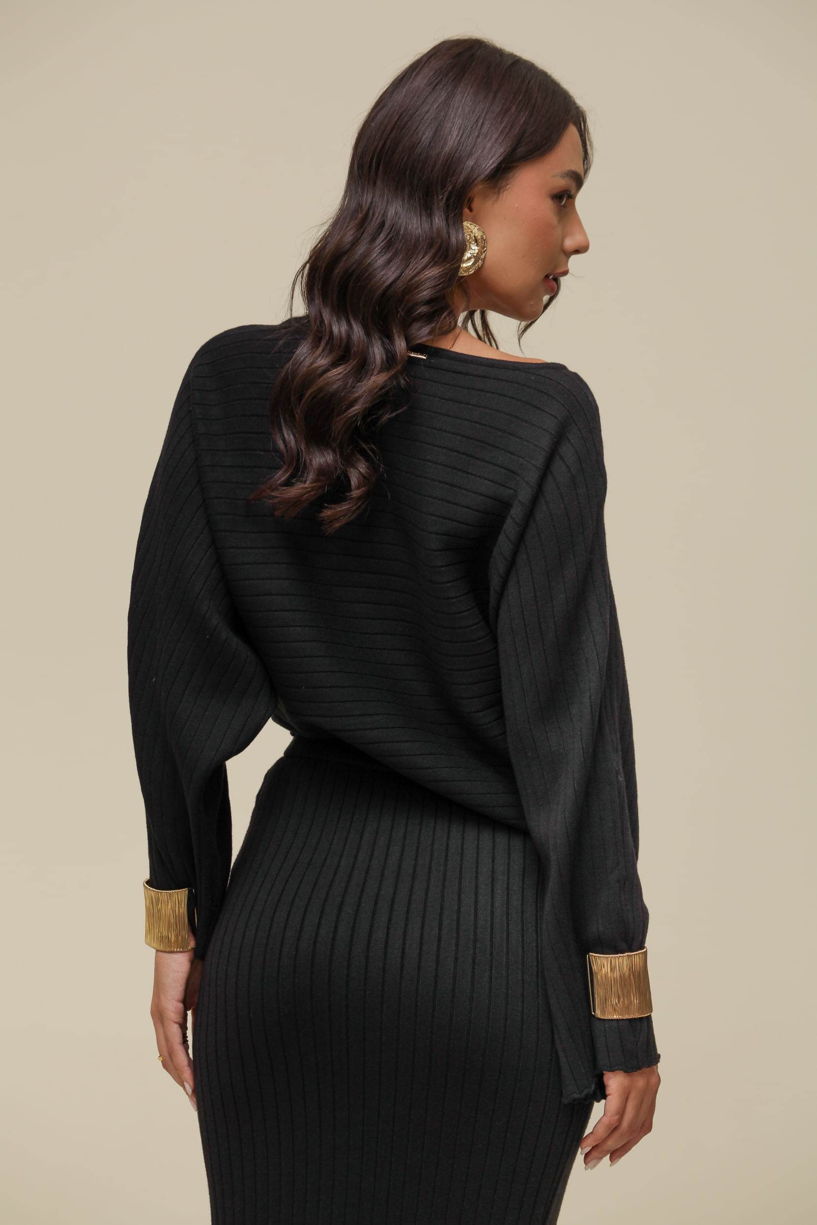 9036578 - Blusa Tricot Ampla Listrada PRETO 9036578 - Blusa Tricot Ampla Listrada PRETO